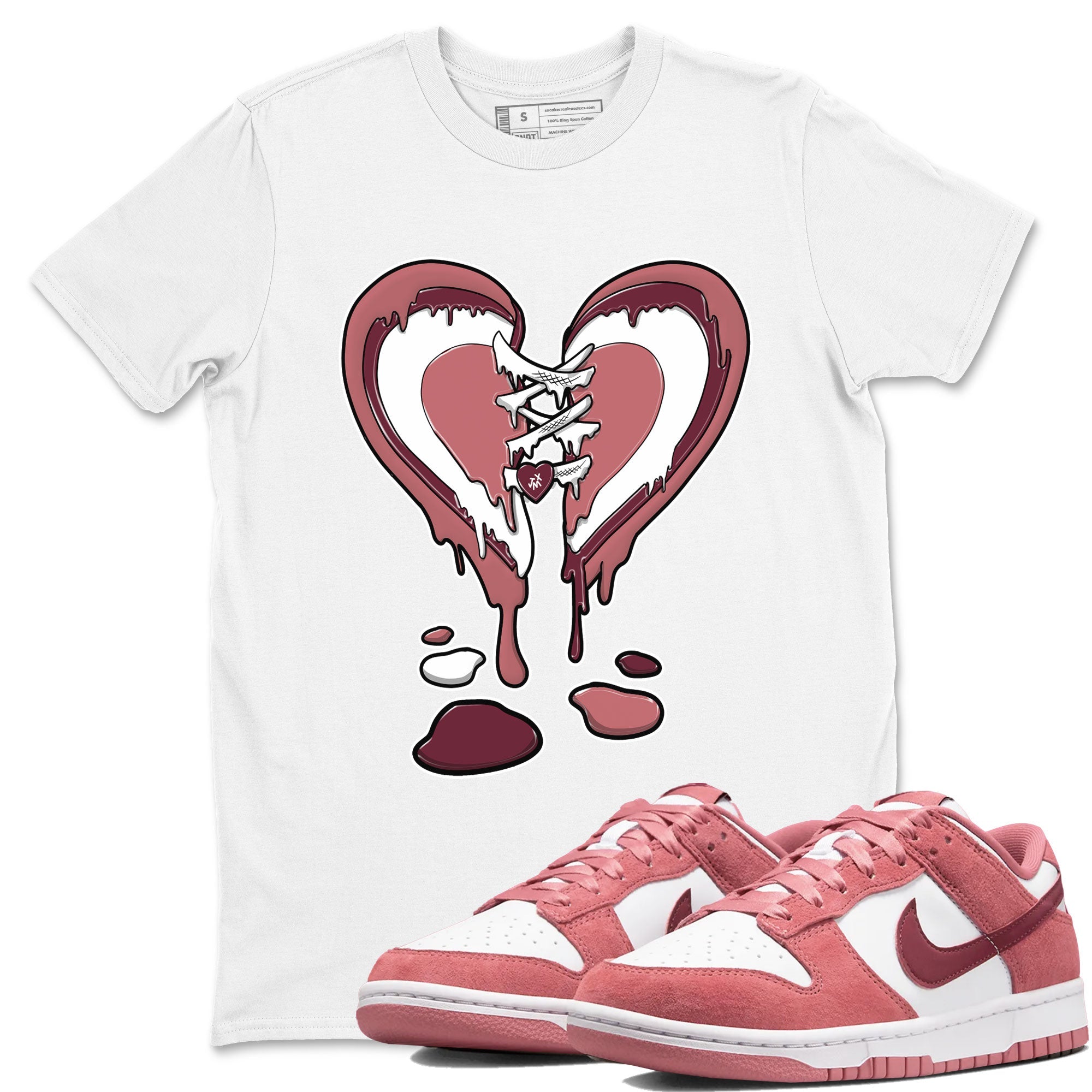 Dunk Low Valentine's Day shirt to match jordans Melting Heart sneaker tees Dunk Valentines Day 2024 Drip Gear Zone Casual Crew Neck T-Shirt Unisex White 1 T-Shirt