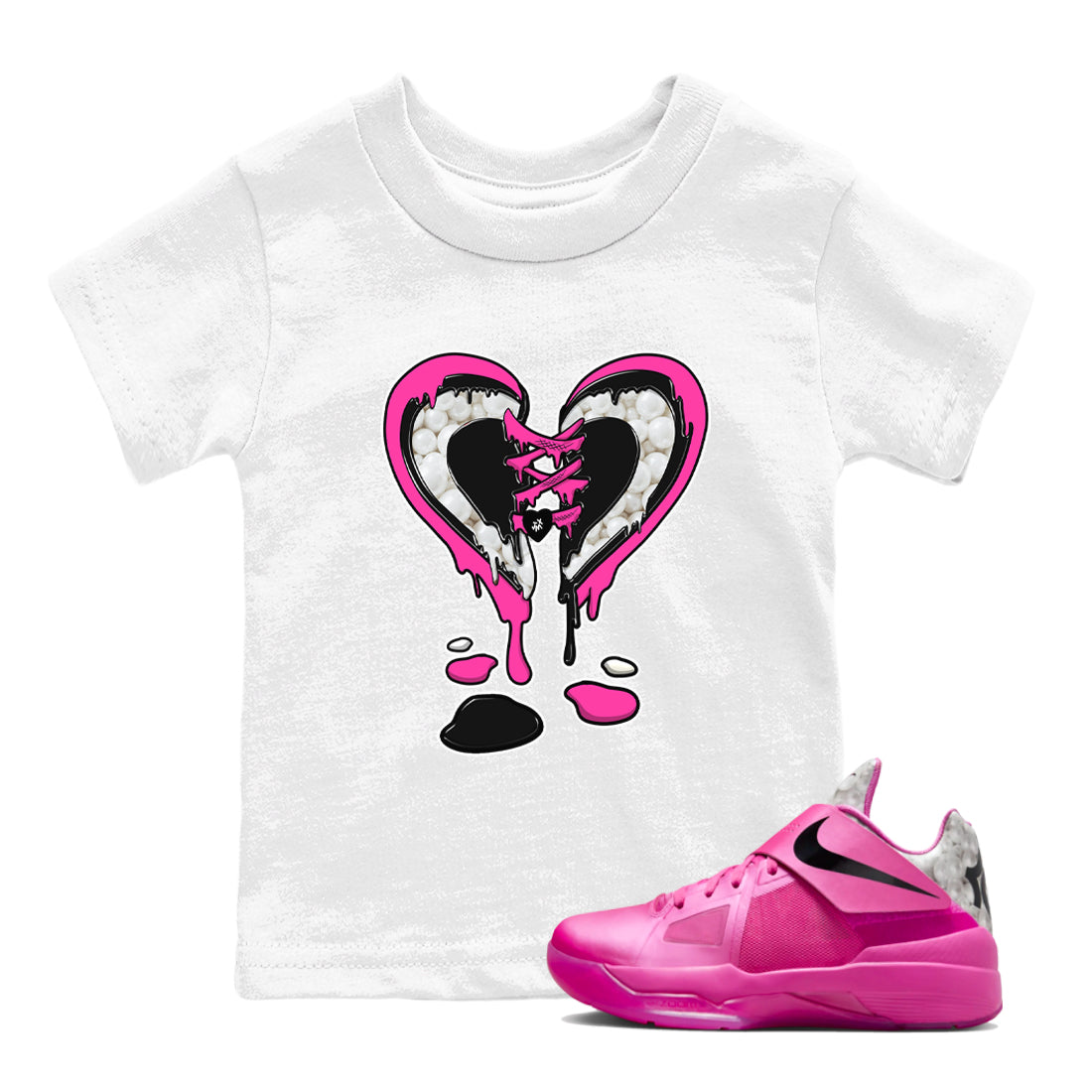 Nike KD 4 Retro Aunt Pearl shirts to match jordans Melting Heart sneaker match tees Nike KD 4 Aunt Pearl match shoes to clothes Drip Gear Zone Youth Baby White 1 tee