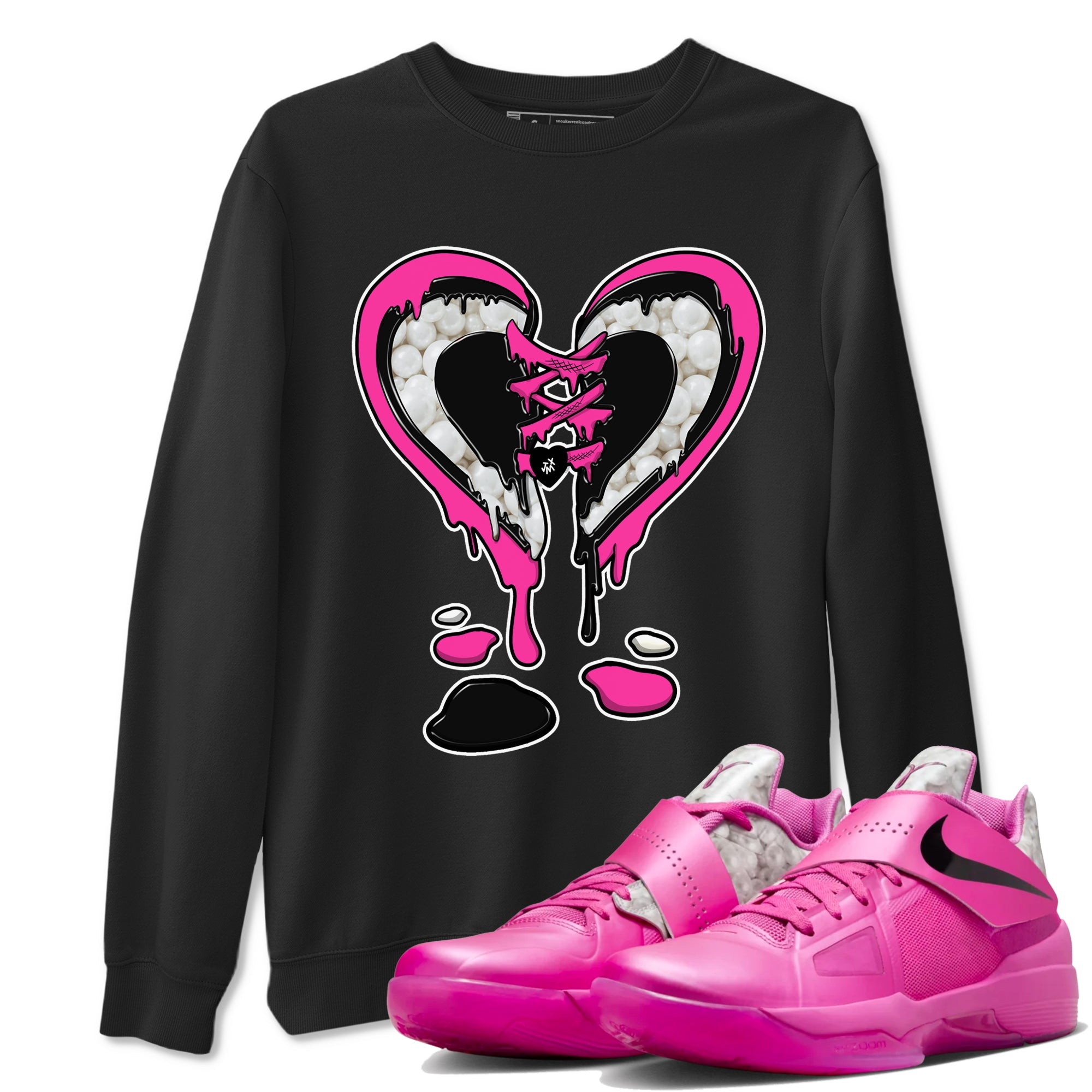 Nike KD 4 Retro Aunt Pearl shirts to match jordans Melting Heart sneaker match tees Nike KD 4 Aunt Pearl match shoes to clothes Drip Gear Zone unisex cotton Black 1 shirts