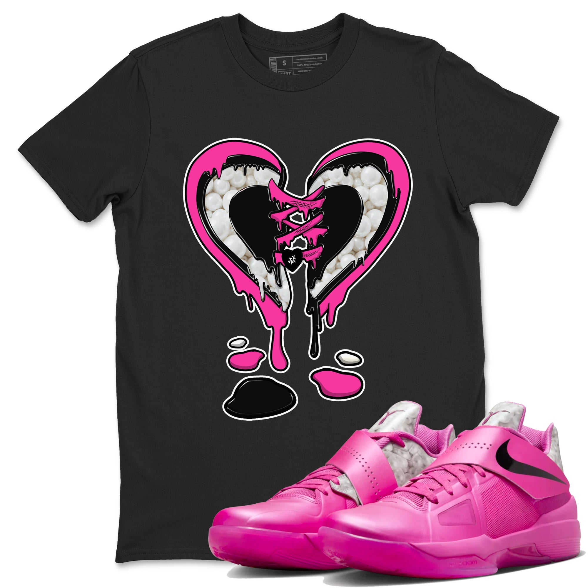 Nike KD 4 Retro Aunt Pearl shirts to match jordans Melting Heart sneaker match tees Nike KD 4 Aunt Pearl match shoes to clothes Drip Gear Zone unisex cotton Black 1 shirts