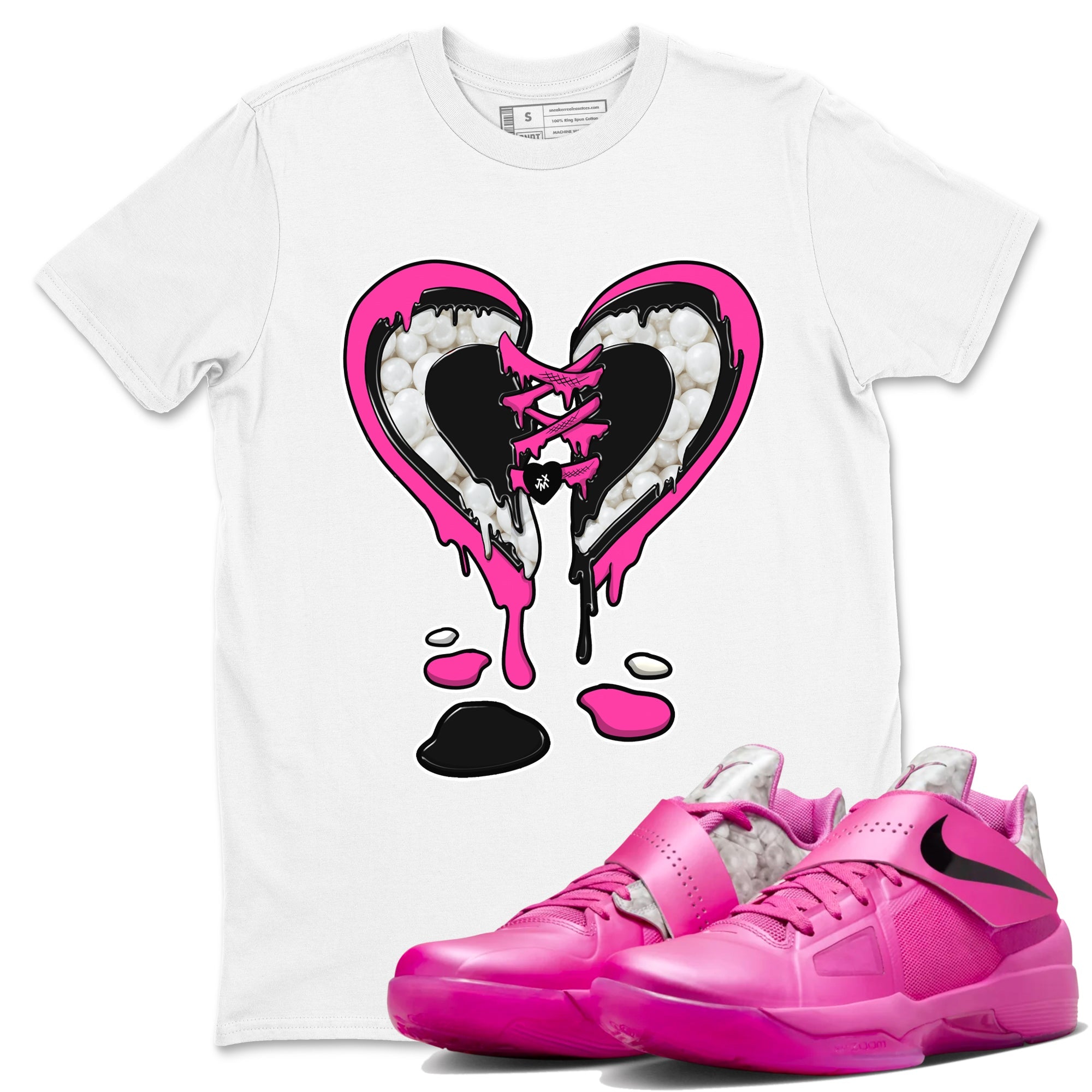 Nike KD 4 Retro Aunt Pearl shirts to match jordans Melting Heart sneaker match tees Nike KD 4 Aunt Pearl match shoes to clothes Drip Gear Zone unisex cotton White 1 shirts