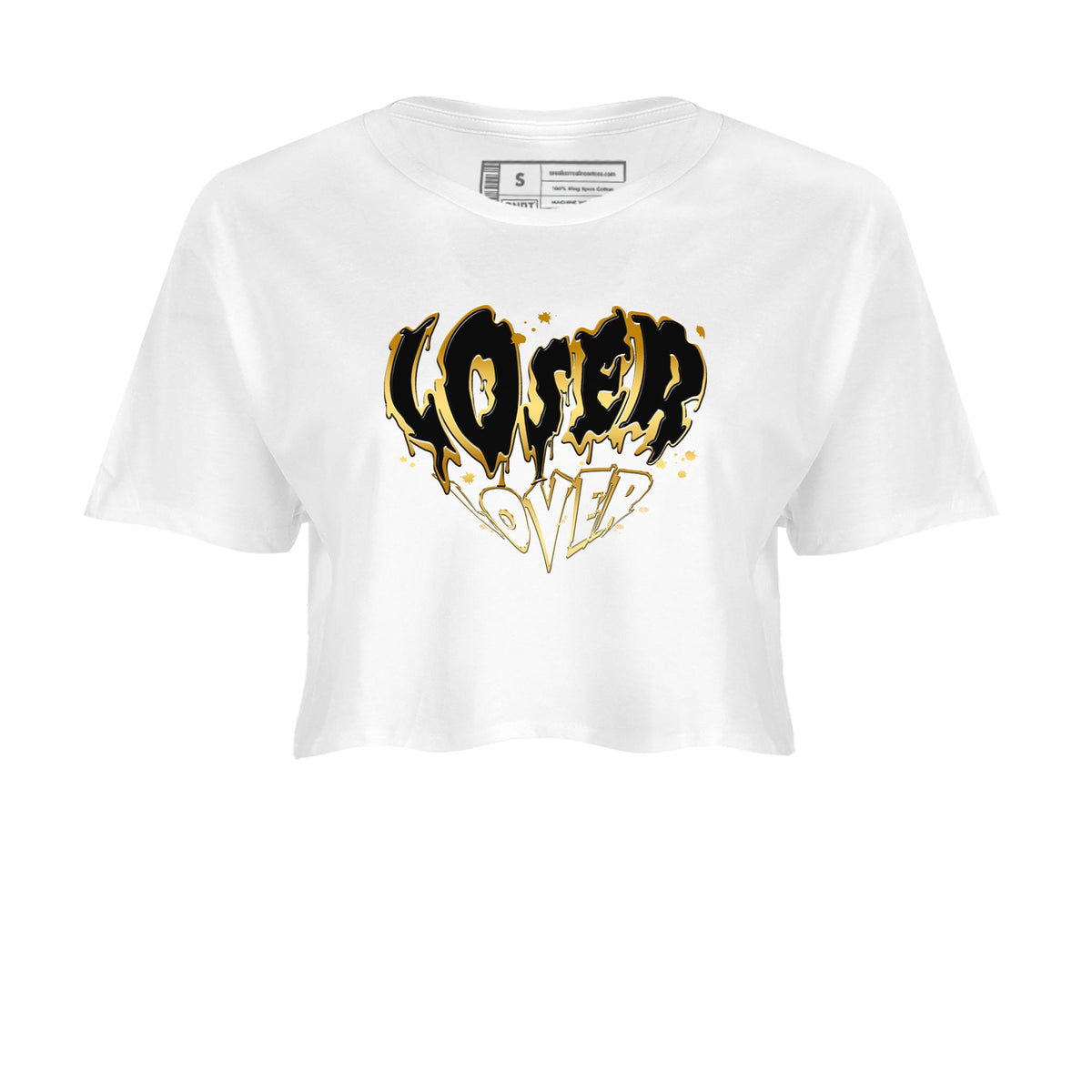 AJ1 Black And Gold shirts to match jordans Melting Loser Lover sneaker match tees Jordan 1 High OG Black And Gold Drip Gear Zone unisex cotton White 2 Crop Shirts