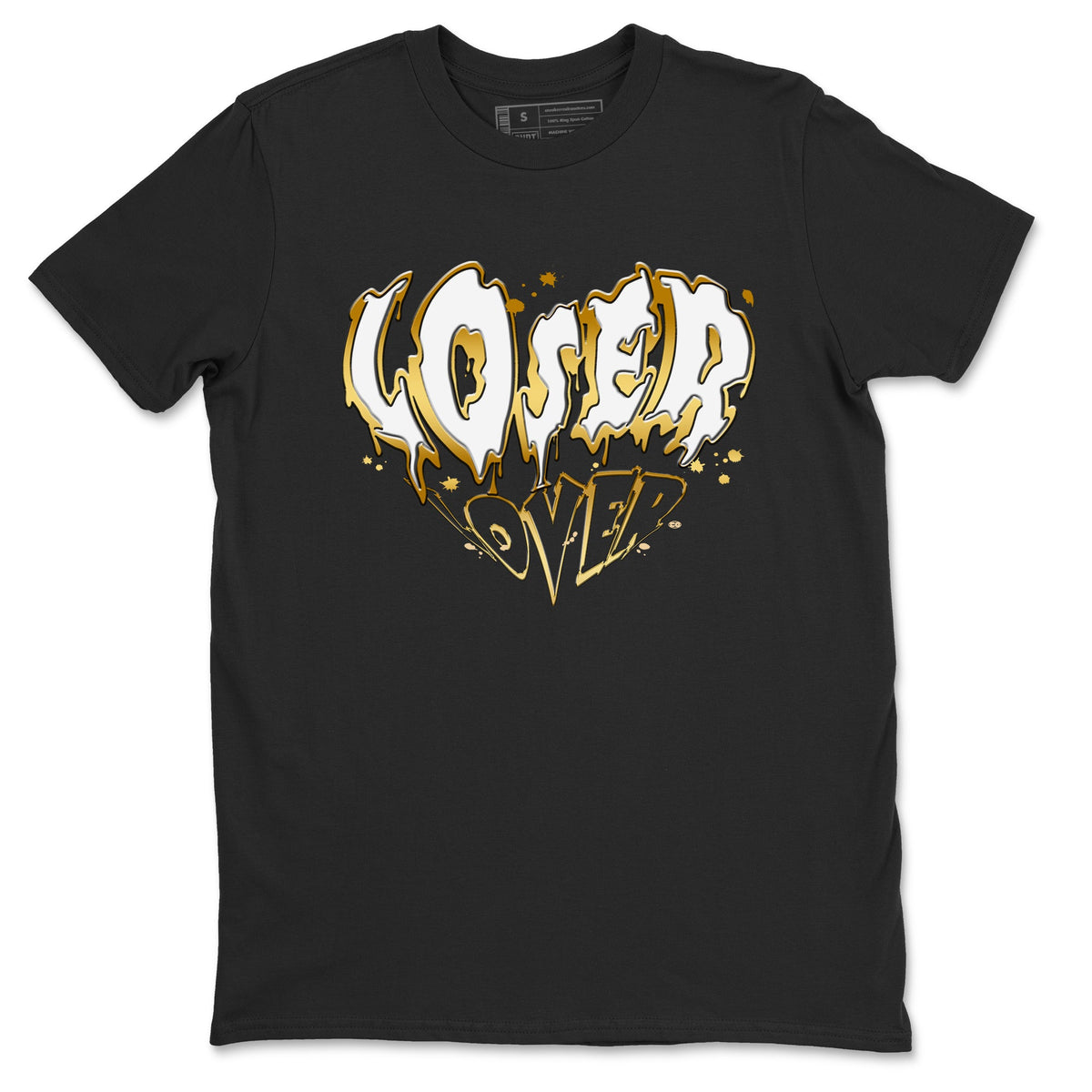 AJ1 Black And Gold shirts to match jordans Melting Loser Lover sneaker match tees Jordan 1 High OG Black And Gold Drip Gear Zone unisex cotton Black 2 crew neck shirts
