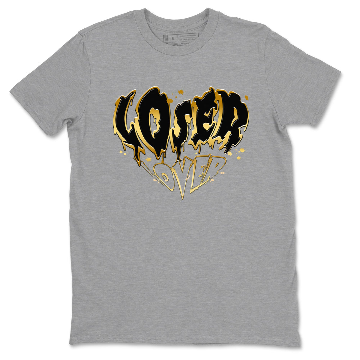 AJ1 Black And Gold shirts to match jordans Melting Loser Lover sneaker match tees Jordan 1 High OG Black And Gold Drip Gear Zone unisex cotton Heather Grey 2 crew neck shirts