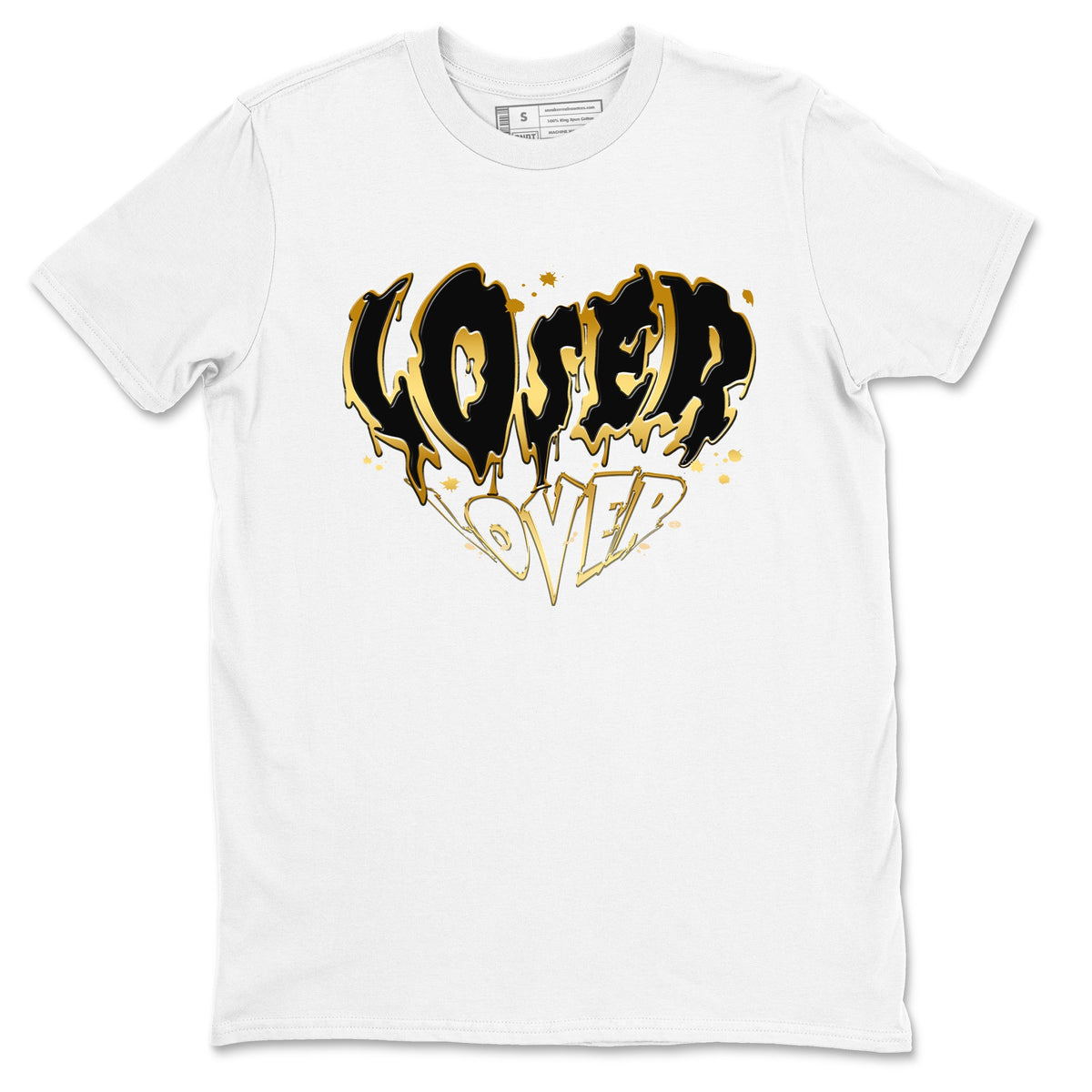 AJ1 Black And Gold shirts to match jordans Melting Loser Lover sneaker match tees Jordan 1 High OG Black And Gold Drip Gear Zone unisex cotton White 2 crew neck shirts