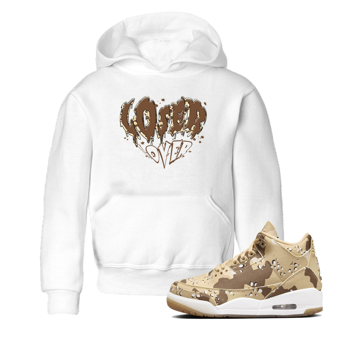 3s Desert Camo shirts to match jordans Melting Loser Lover sneaker match tees Air Jordan 3 Desert Camo Drip Gear Zone streetwear brand Baby and Youth White 1 cotton tee
