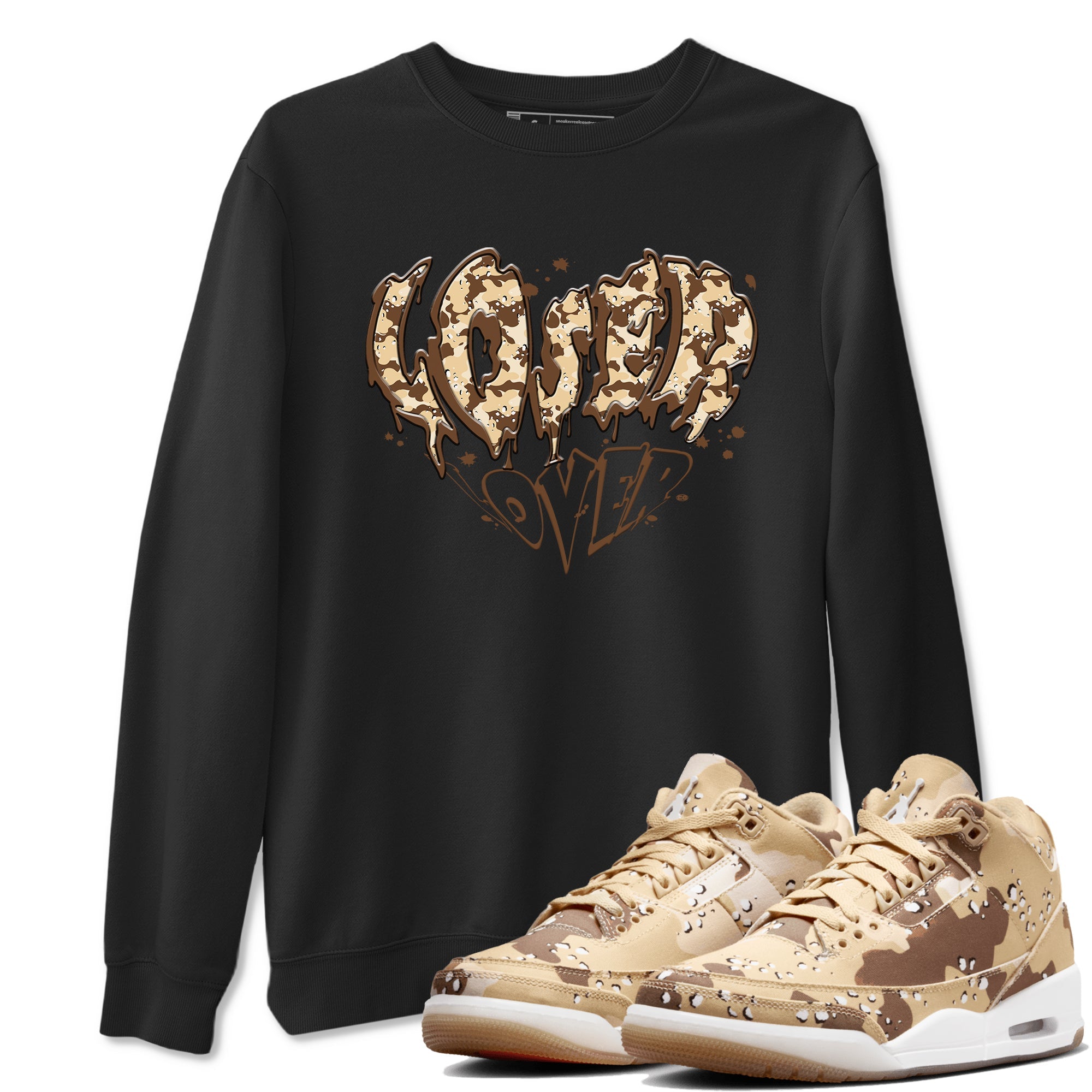 3s Desert Camo shirts to match jordans Melting Loser Lover sneaker match tees Air Jordan 3 Desert Camo Drip Gear Zone streetwear brand Black 1 unisex cotton tee