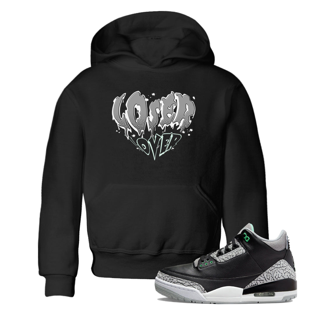 3s Green Glow shirt to match jordans Melting Loser Lover sneaker tees Air Jordan 3 Green Glow Drip Gear Zone baby toddler Black 1 cotton Shirt