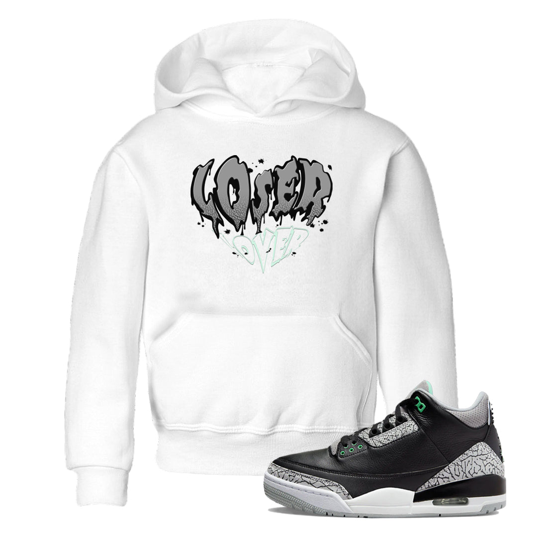 3s Green Glow shirt to match jordans Melting Loser Lover sneaker tees Air Jordan 3 Green Glow Drip Gear Zone baby toddler White 1 cotton Shirt
