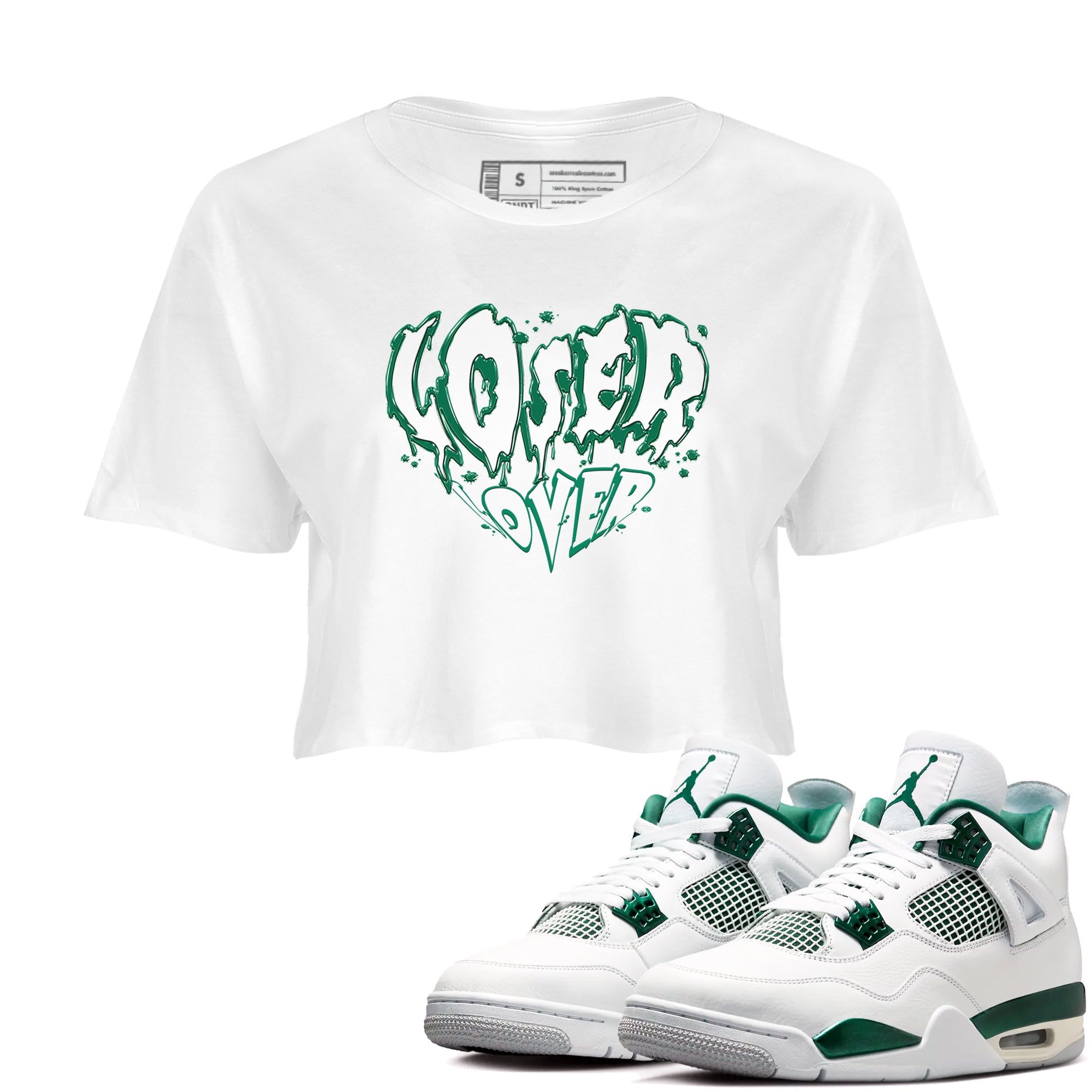 4s Oxidized Green shirts to match jordans Melting Loser Lover sneaker match tees Air Jordan 4 Oxidized Green Drip Gear Zone streetwear brand White 1 crop tee