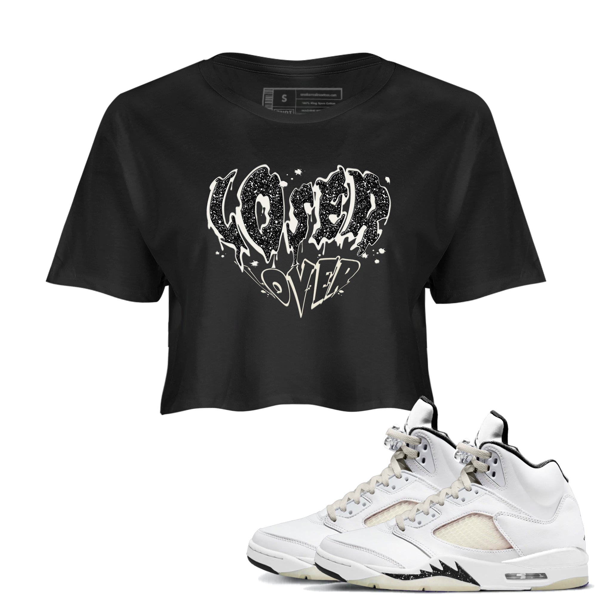 5s Sail shirt to match jordans Melting Loser Lover sneaker tees Air Jordan 5 Sail Drip Gear Zone Black 1 crop length shirt