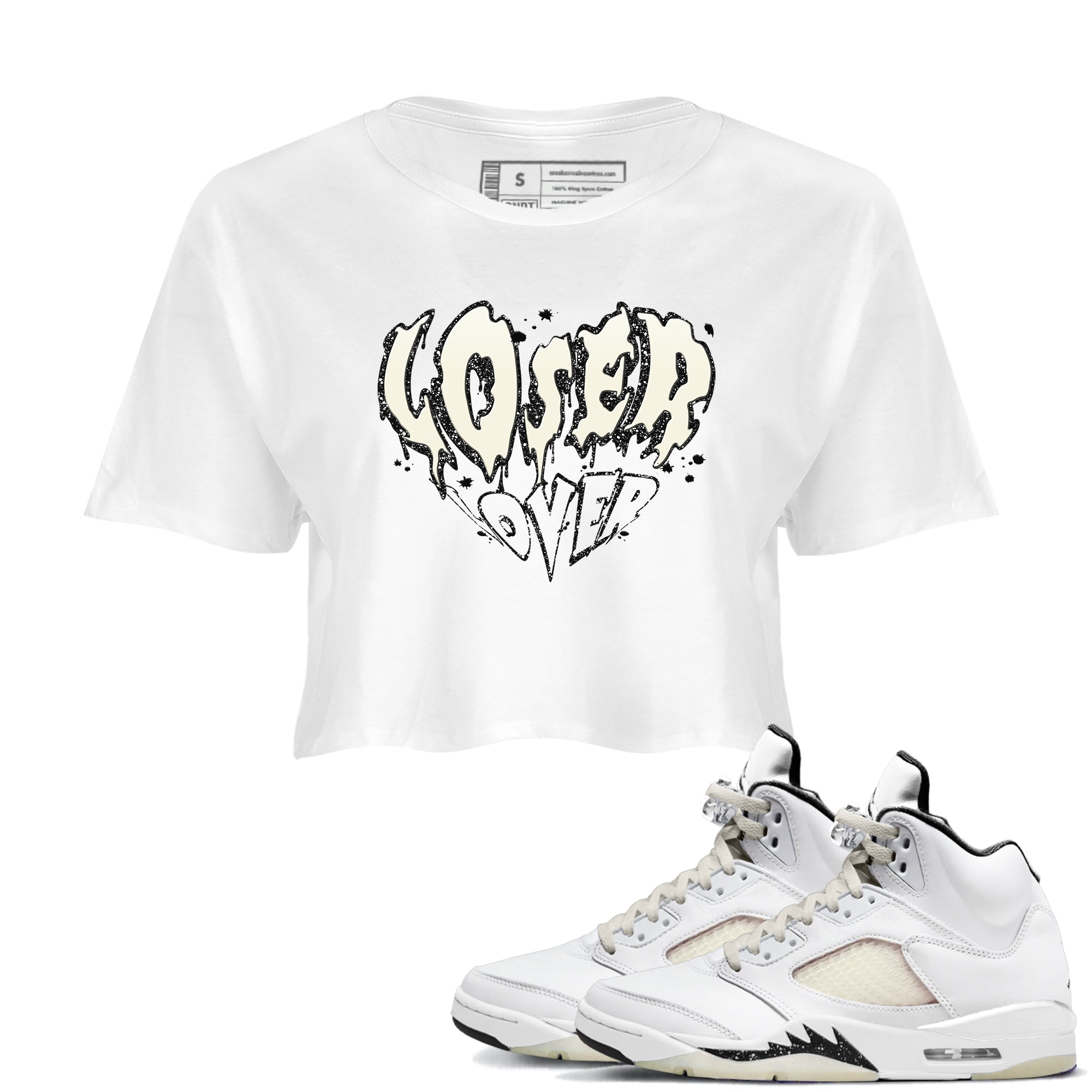 5s Sail shirt to match jordans Melting Loser Lover sneaker tees Air Jordan 5 Sail Drip Gear Zone White 1 crop length shirt