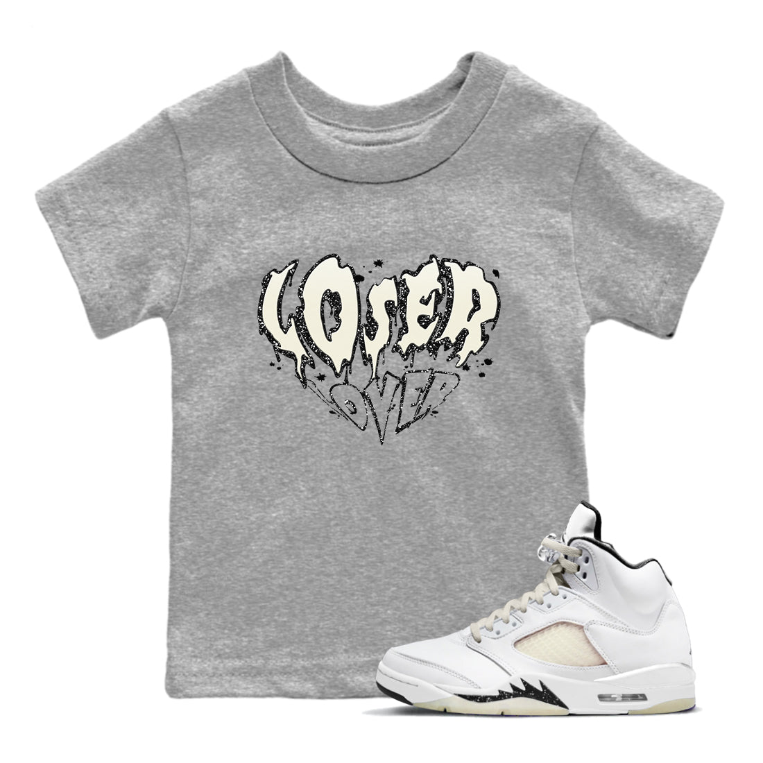 5s Sail shirt to match jordans Melting Loser Lover sneaker tees Air Jordan 5 Sail Drip Gear Zone baby toddler Heather Grey 1 cotton Shirt