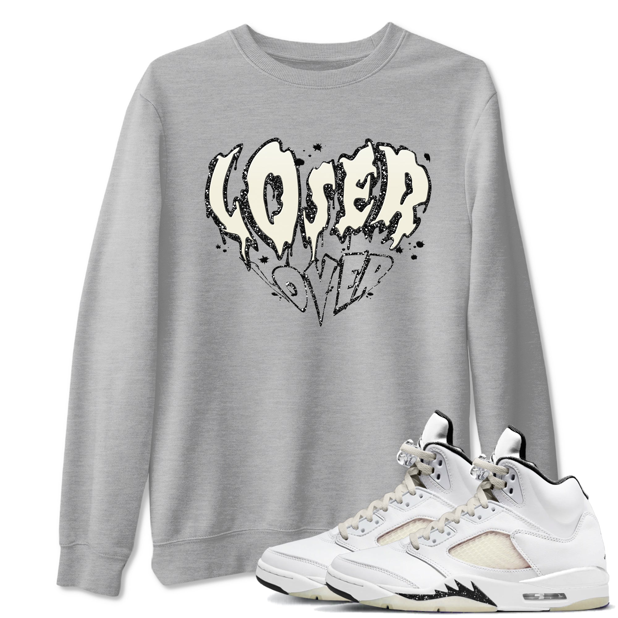 5s Sail shirt to match jordans Melting Loser Lover sneaker tees Air Jordan 5 Sail Drip Gear Zone unisex cotton Heather Grey 1 crew neck shirt