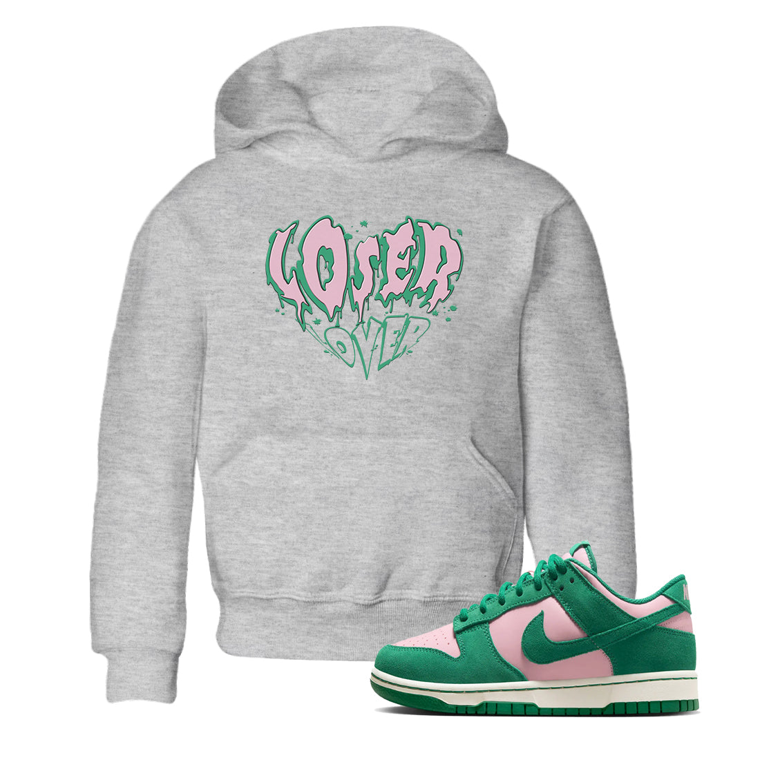 Dunk Low Medium Soft Pink Malachite shirt to match jordans Melting Loser Lover sneaker tees Dunk Retro SE Medium Soft Pink Malachite Drip Gear Zone baby toddler Heather Grey 1 cotton Shirt