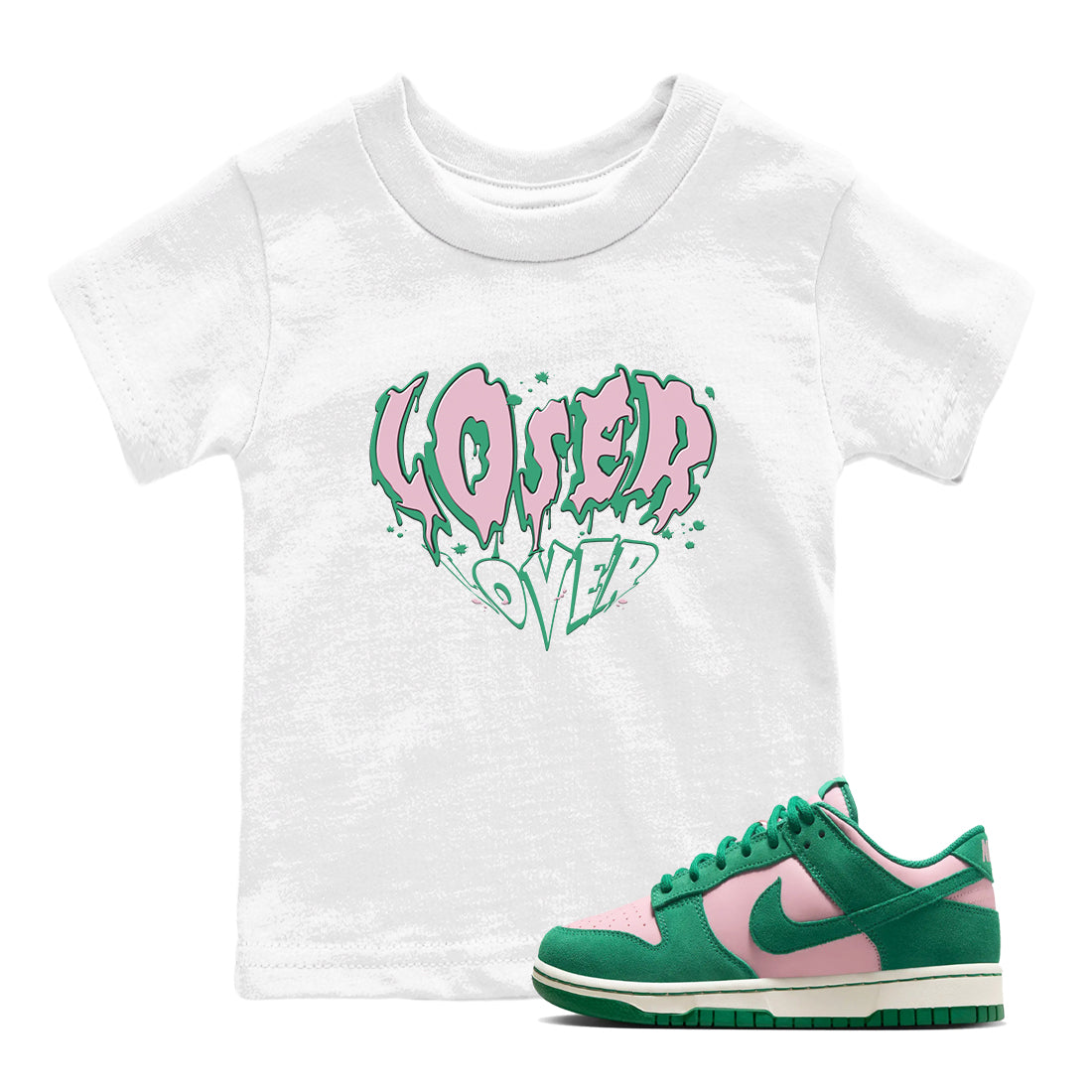 Dunk Low Medium Soft Pink Malachite shirt to match jordans Melting Loser Lover sneaker tees Dunk Retro SE Medium Soft Pink Malachite Drip Gear Zone baby toddler White 1 cotton Shirt