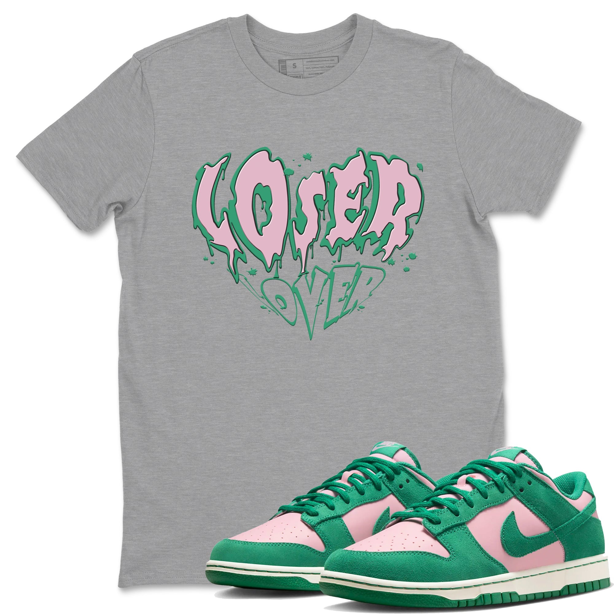 Dunk Low Medium Soft Pink Malachite shirt to match jordans Melting Loser Lover sneaker tees Dunk Retro SE Medium Soft Pink Malachite Drip Gear Zone unisex cotton Heather Grey 1 crew neck shirt