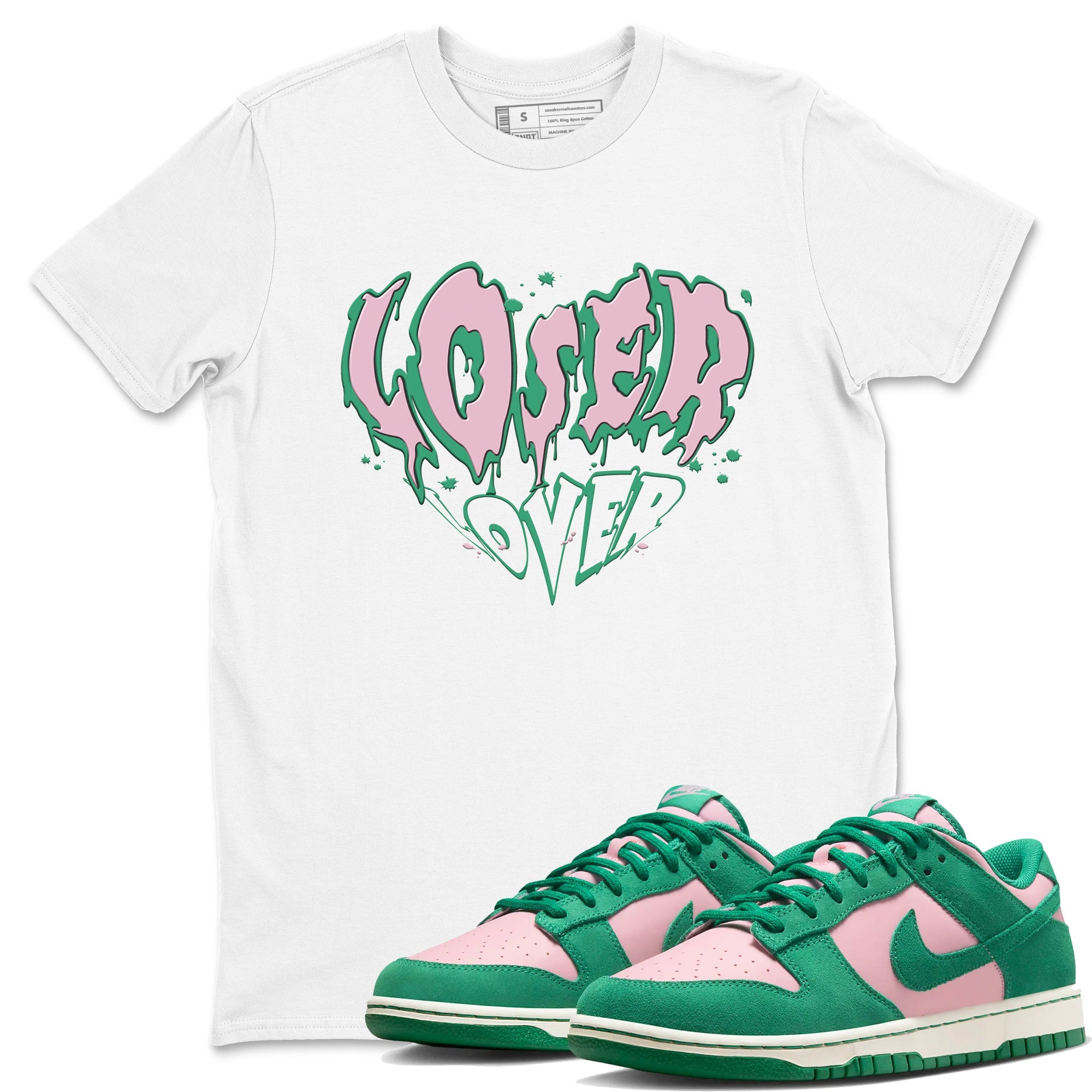Dunk Low Medium Soft Pink Malachite shirt to match jordans Melting Loser Lover sneaker tees Dunk Retro SE Medium Soft Pink Malachite Drip Gear Zone unisex cotton White 1 crew neck shirt