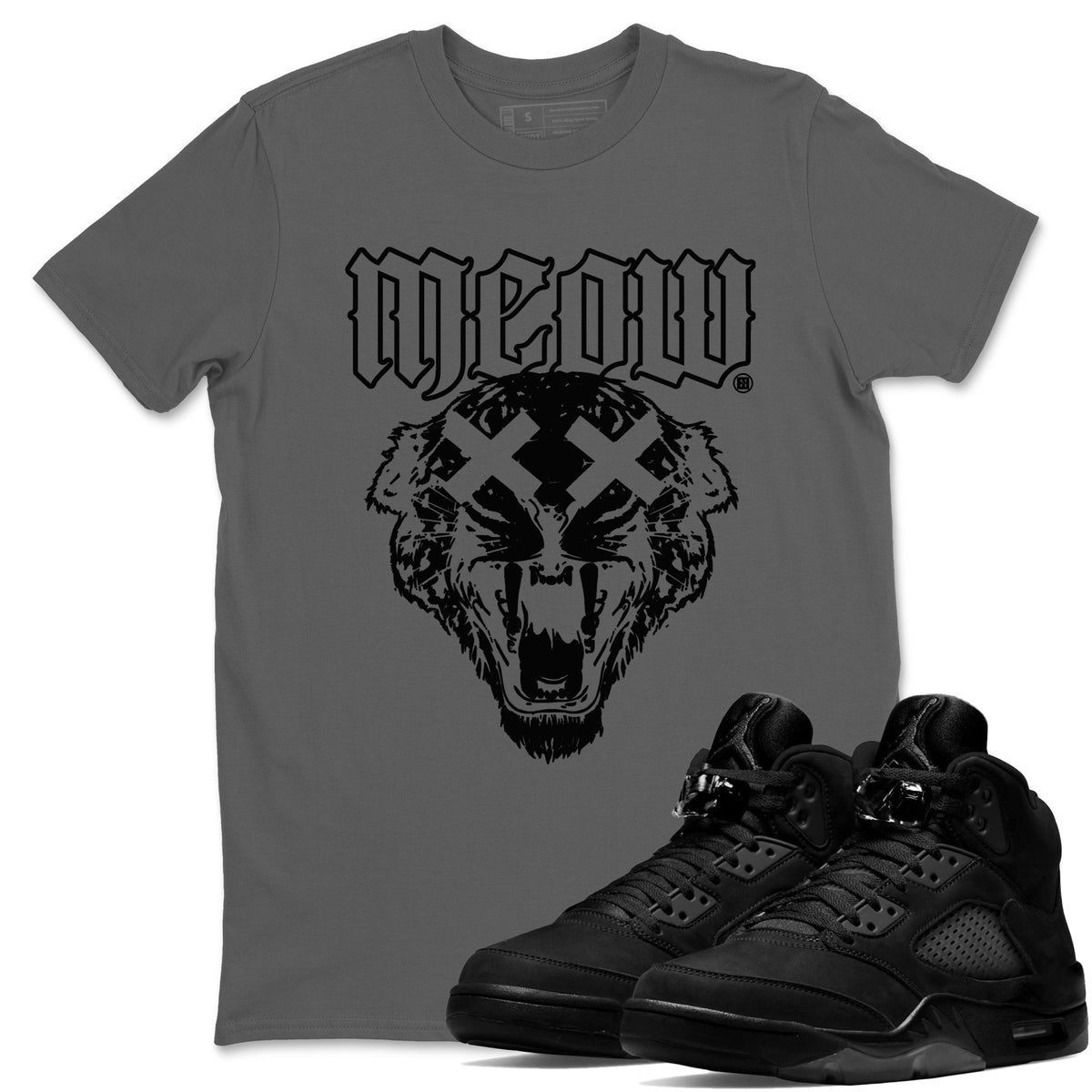 Air Jordan 5 Retro Black Cat Shirts To Match Jordans Meow Sneaker Shirts 5 Black Cat Drip Gear Zone Unisex Cotton Crew Neck Cool Grey 1 crew neck shirts