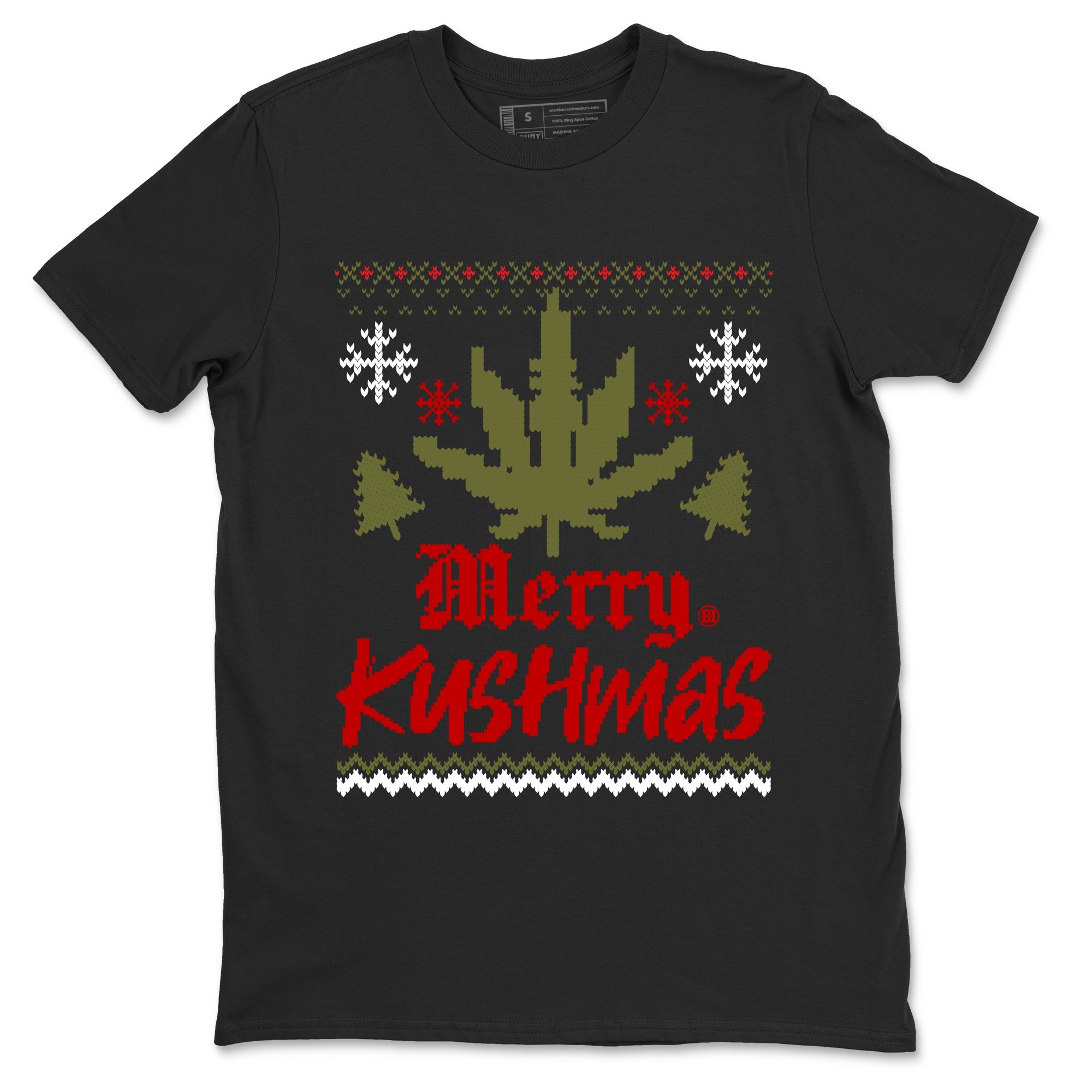 Air Jordan 1 Low Travis Scott Medium Olive t-shirts to match sneakers Merry Kushmas sneaker match tees Travis Scott Olive match shoes to clothes Drip Gear Zone unisex cotton Black 2 shirts
