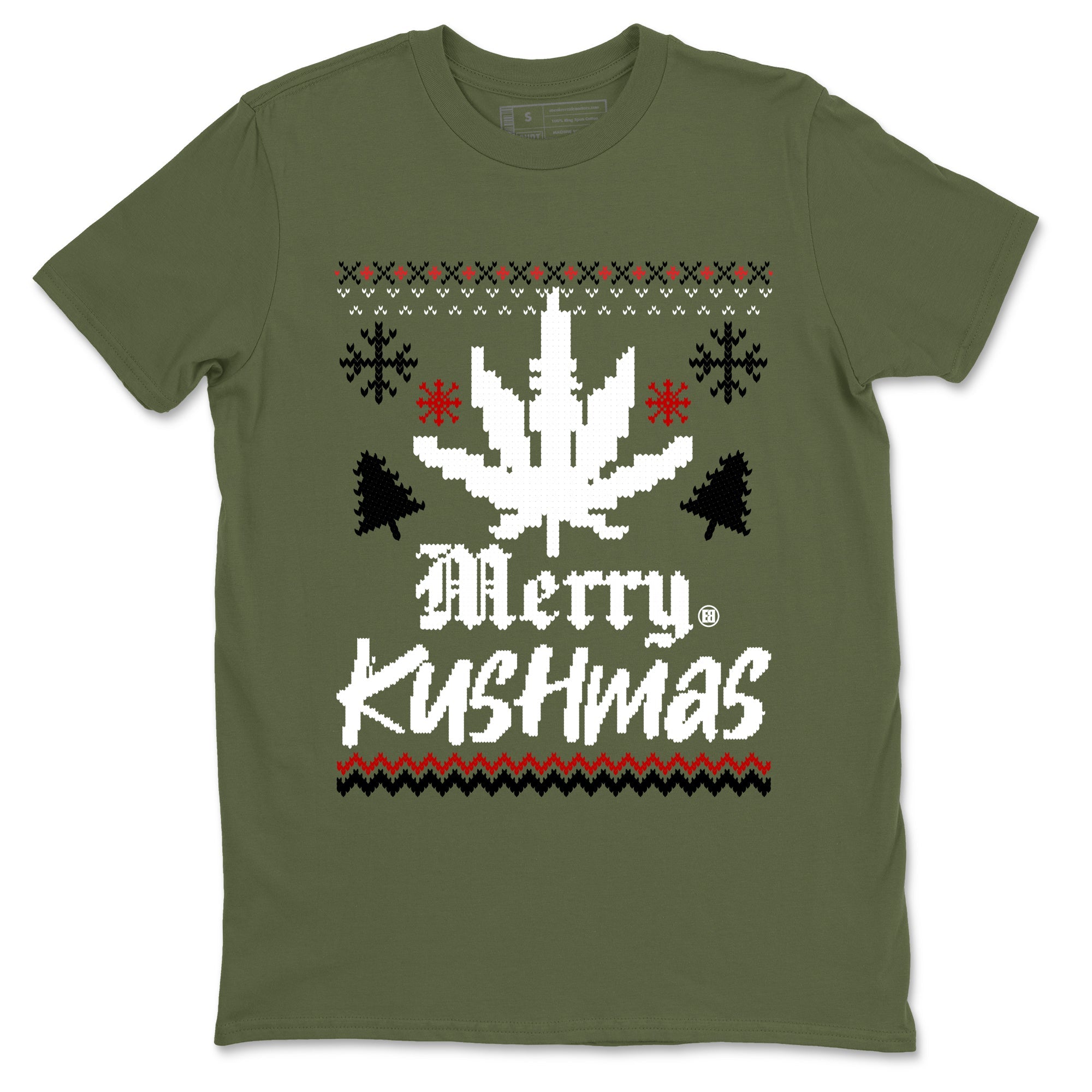 Air Jordan 1 Low Travis Scott Medium Olive t-shirts to match sneakers Merry Kushmas sneaker match tees Travis Scott Olive match shoes to clothes Drip Gear Zone unisex cotton Military Green 2 shirts