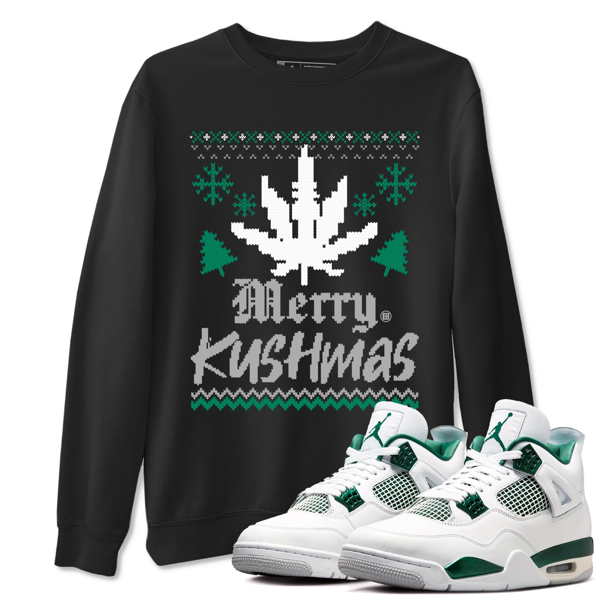 4s Oxidized Green t-shirts to match sneakers Merry Kushmas sneaker match tees Jordan 4 Retro Oxidized Green match shoes to clothes Drip Gear Zone unisex cotton Black 1 shirts