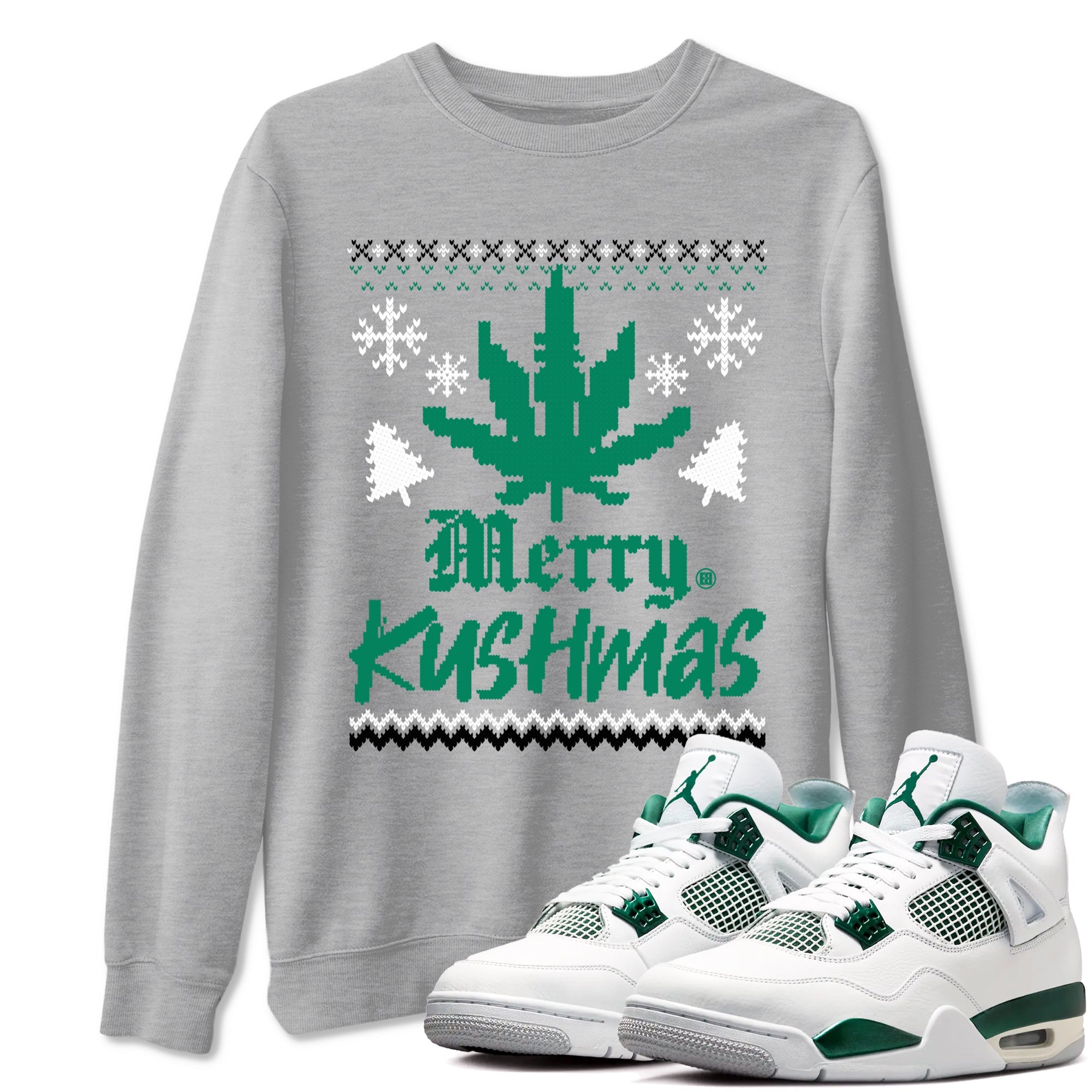 4s Oxidized Green t-shirts to match sneakers Merry Kushmas sneaker match tees Jordan 4 Retro Oxidized Green match shoes to clothes Drip Gear Zone unisex cotton Heather Grey 1 shirts