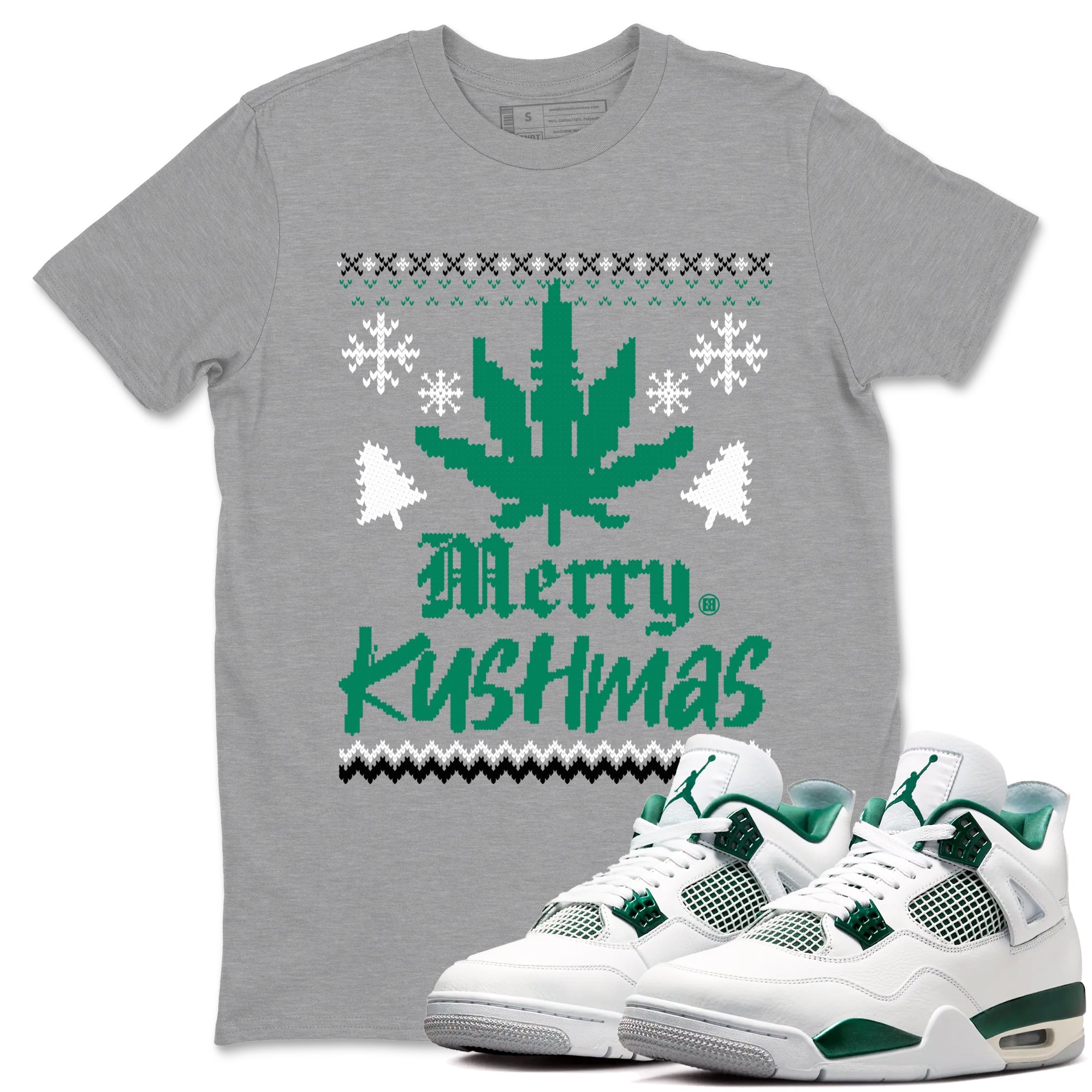 4s Oxidized Green t-shirts to match sneakers Merry Kushmas sneaker match tees Jordan 4 Retro Oxidized Green match shoes to clothes Drip Gear Zone unisex cotton Heather Grey 1 shirts
