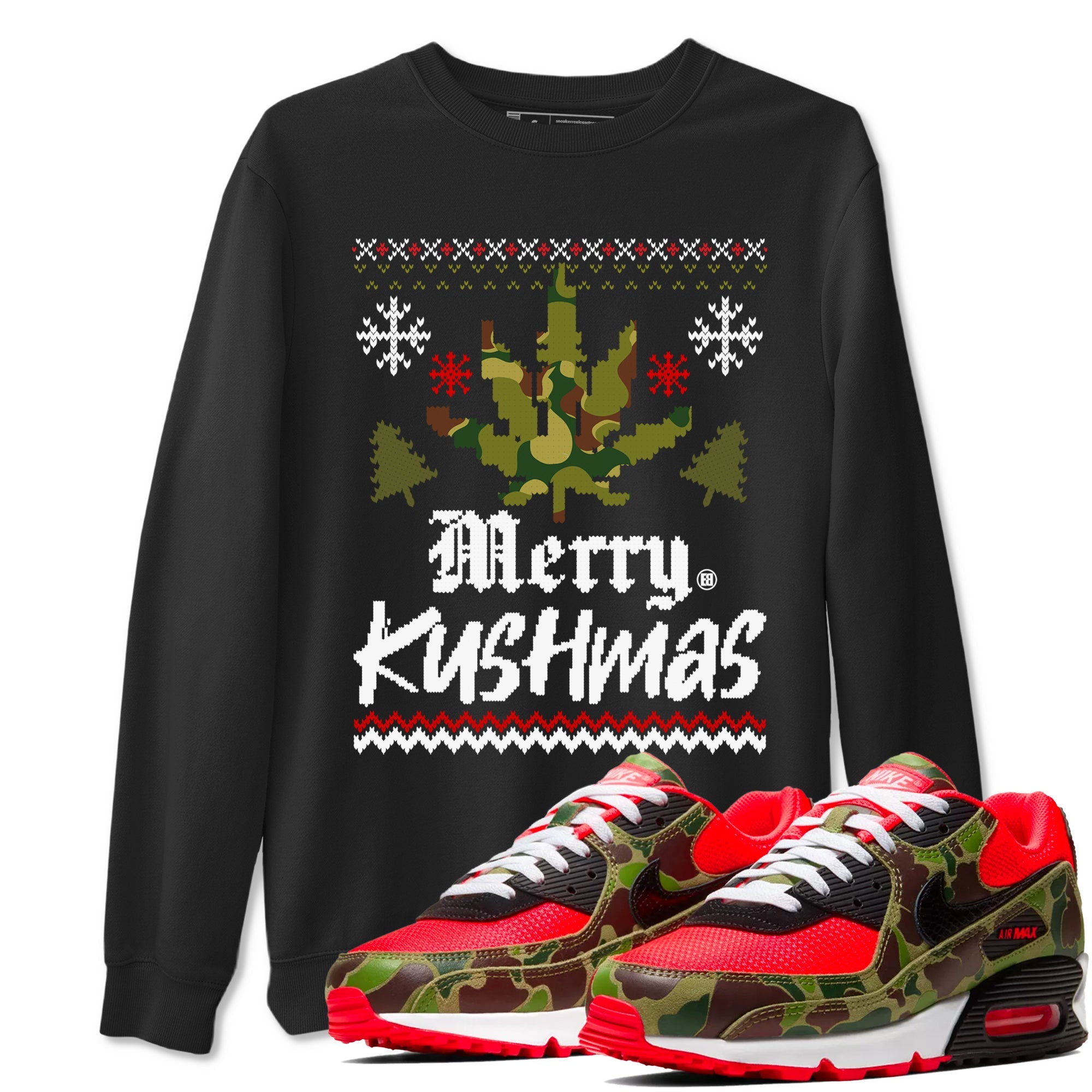 Air Max 90 Reverse Duck Camo t-shirts to match sneakers Merry Kushmas sneaker match tees Air Max 90 Reverse Duck Camo match shoes to clothes Drip Gear Zone unisex cotton Black 1 shirts