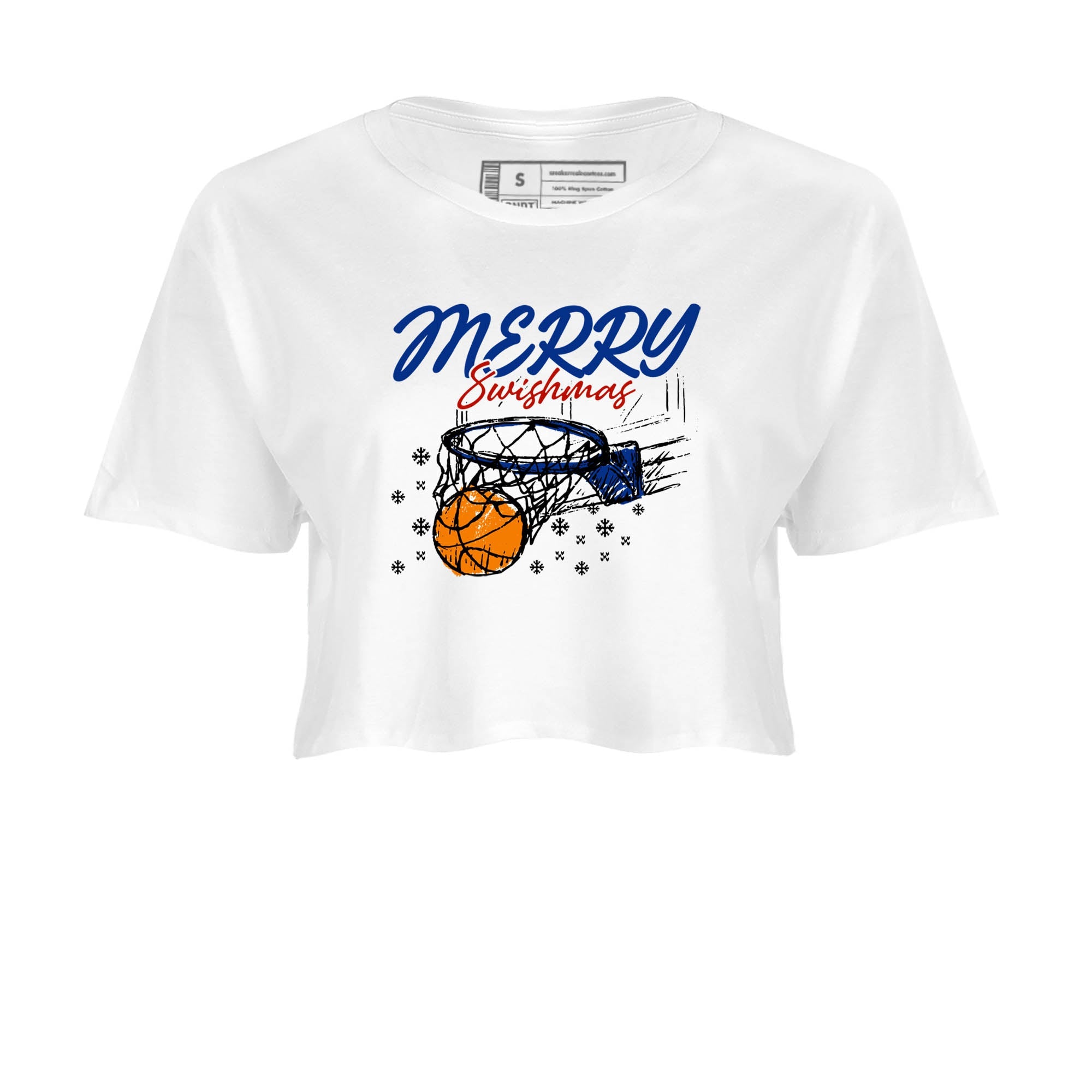 Sneaker Threads  Sneaker Tees To Match Air Jordan 11 Rare Air  Merry Swishmas Crop Tee White 2. Perfect for Jordan releases 2025 colorways.