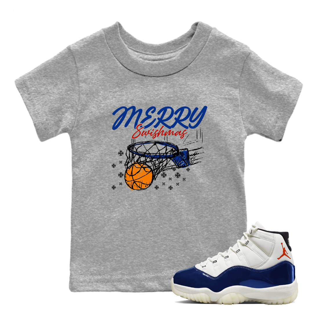 Sneaker Threads  Sneaker Tees To Match Air Jordan 11 Rare Air  Merry Swishmas Youth Graphic Tee Heather Grey 1. Perfect for Jordan releases 2025 colorways.