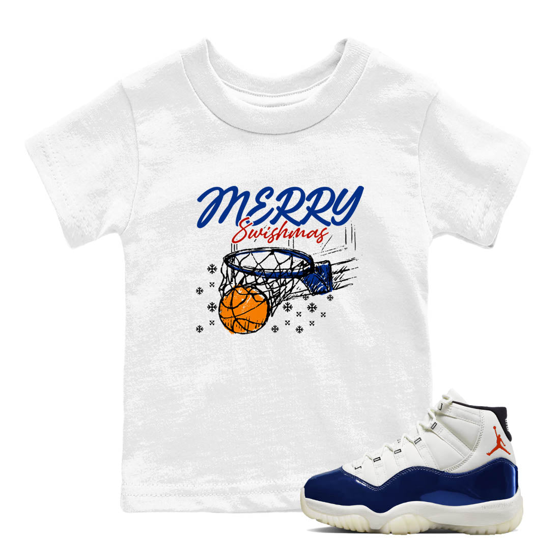 Sneaker Threads  Sneaker Tees To Match Air Jordan 11 Rare Air  Merry Swishmas Youth Graphic Tee White 1. Perfect for Jordan releases 2025 colorways.