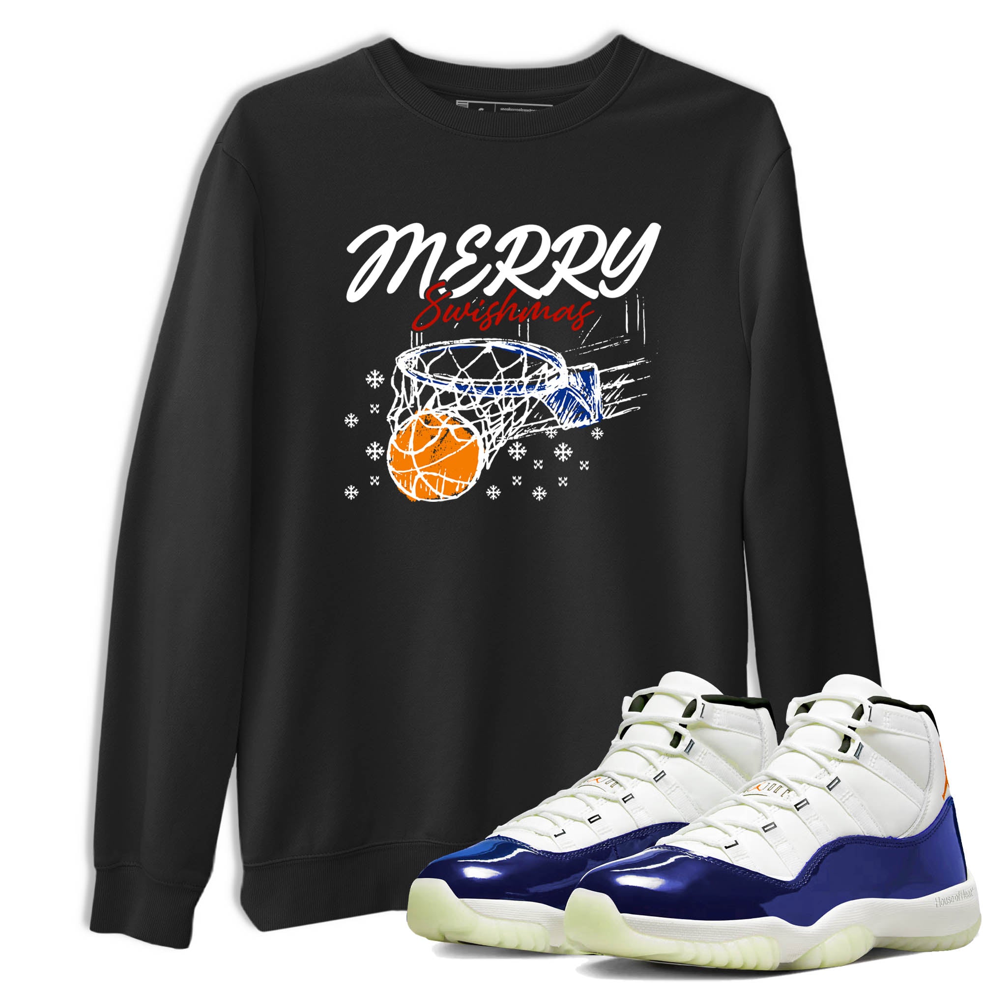 Sneaker Threads  Sneaker Tees To Match Air Jordan 11 Rare Air  Merry Swishmas Graphic Tee Black 1. Perfect for Jordan releases 2025 colorways.