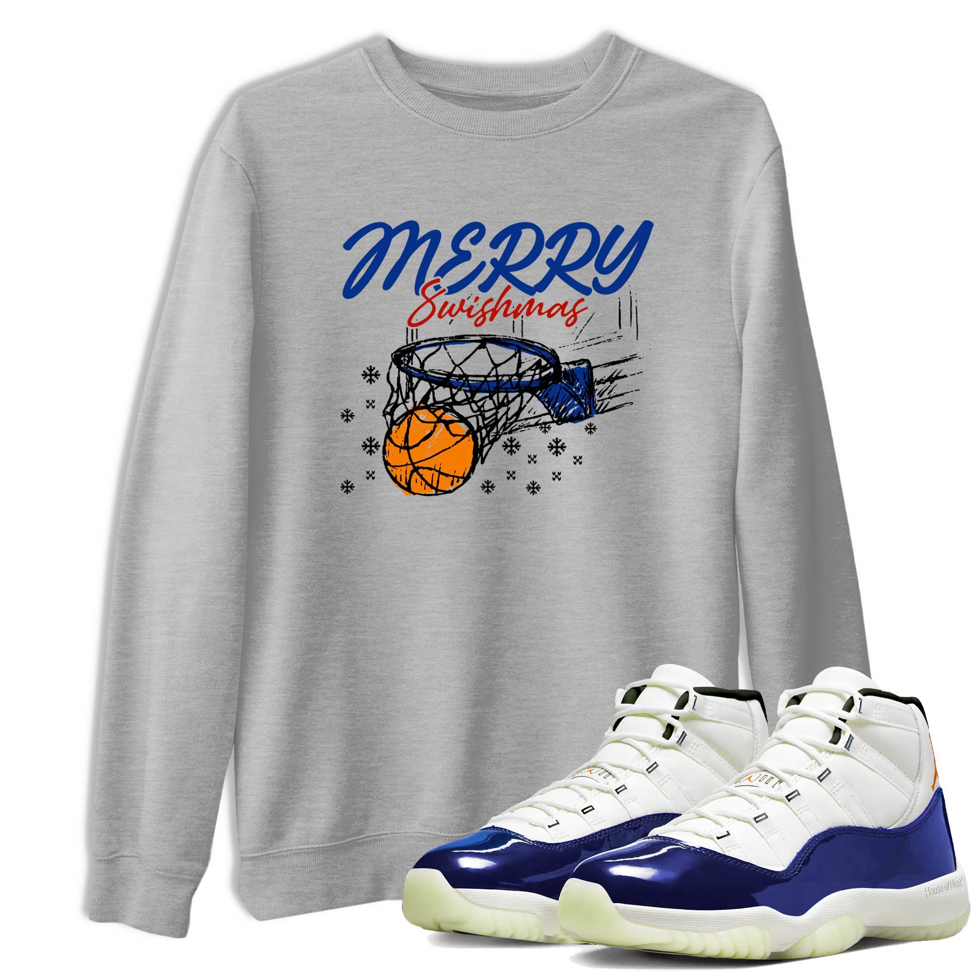 Sneaker Threads  Sneaker Tees To Match Air Jordan 11 Rare Air  Merry Swishmas Graphic Tee Heather Grey 1. Perfect for Jordan releases 2025 colorways.