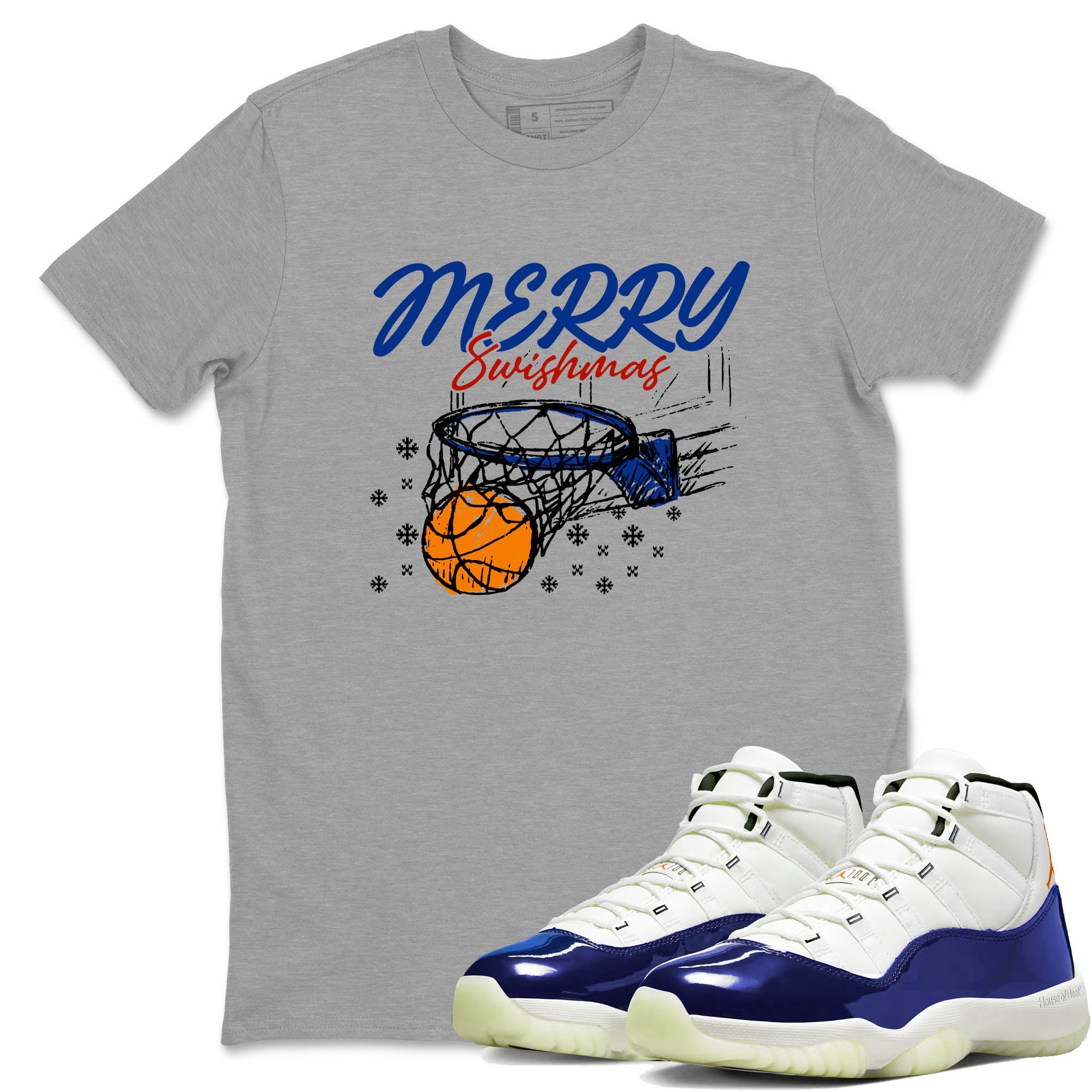 Sneaker Threads  Sneaker Tees To Match Air Jordan 11 Rare Air  Merry Swishmas Graphic Tee Heather Grey 1. Perfect for Jordan releases 2025 colorways.