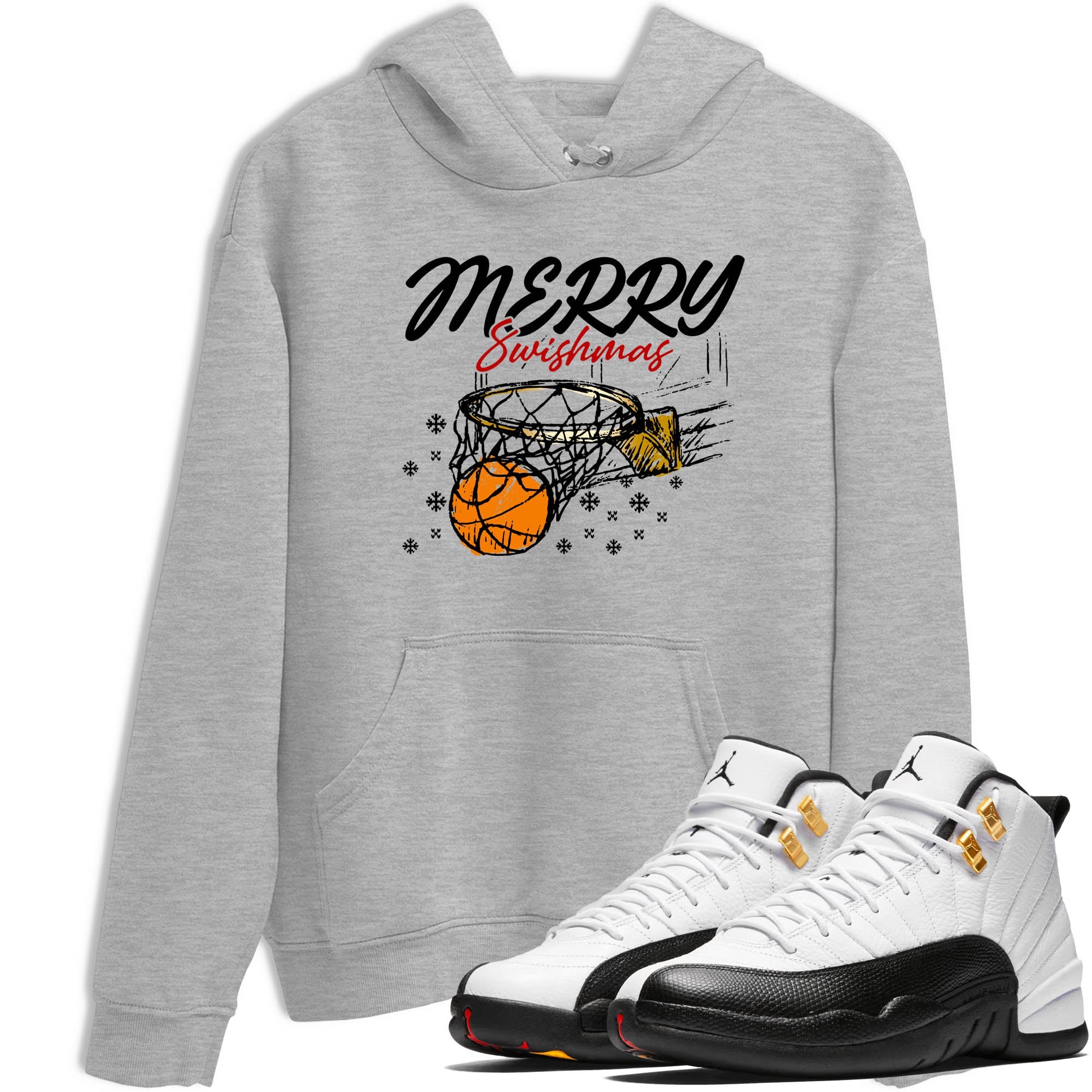Sneaker Threads  Sneaker Tees To Match Air Jordan 12 Taxi  Merry Swishmas Graphic Tee Heather Grey 1. Perfect for Jordan releases 2025 colorways.