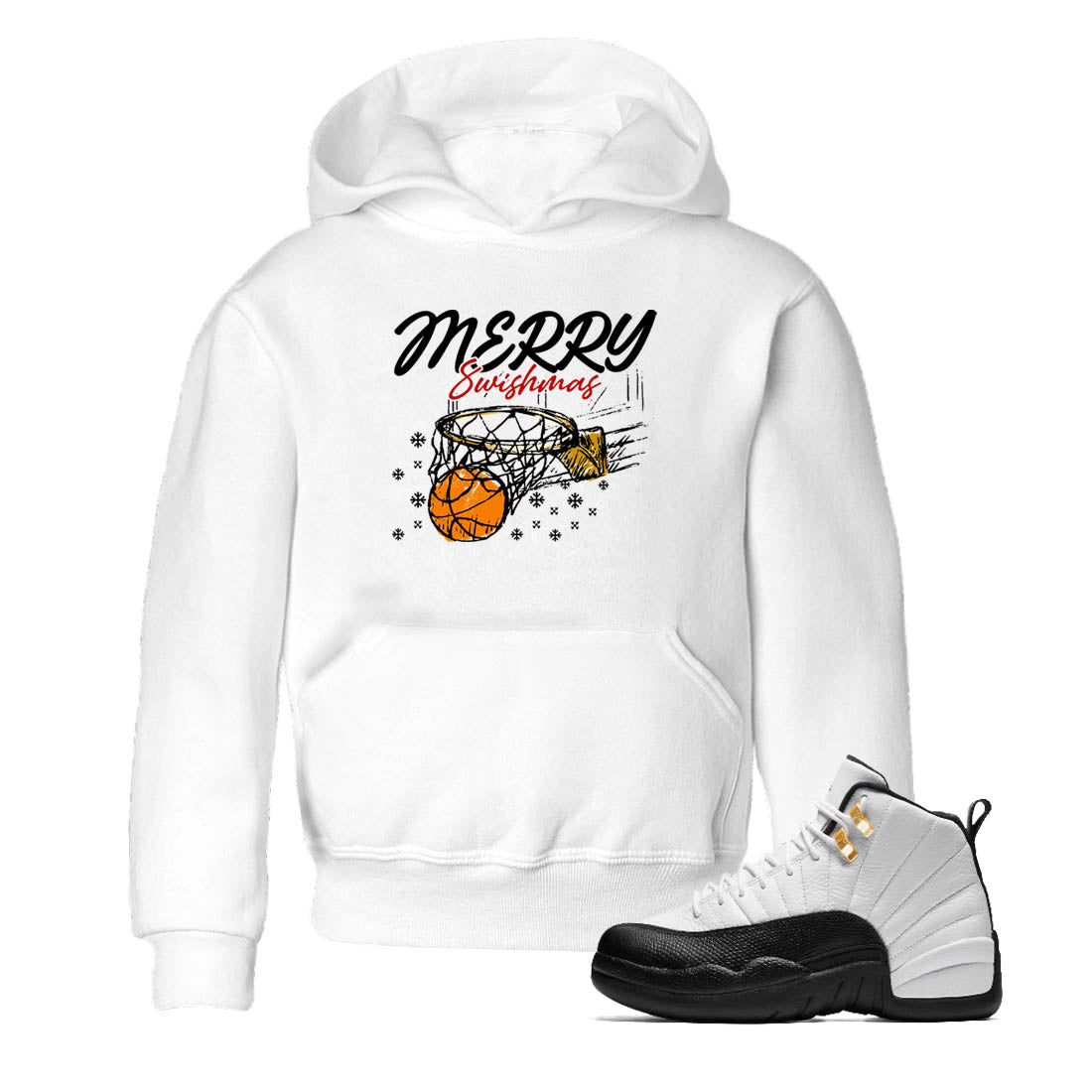 Sneaker Threads  Sneaker Tees To Match Air Jordan 12 Taxi  Merry Swishmas Youth Graphic Tee White 1. Perfect for Jordan releases 2025 colorways.