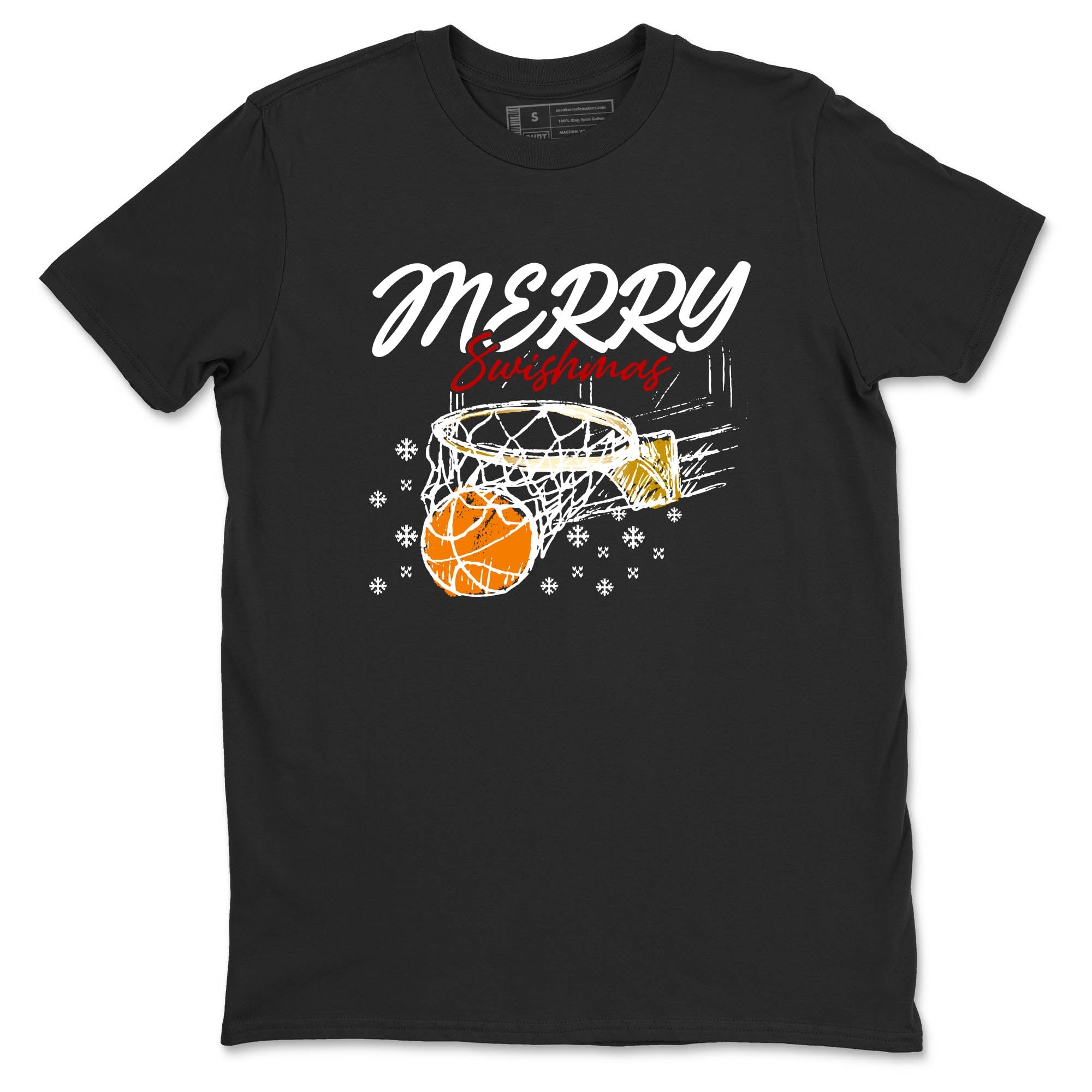 Sneaker Threads  Sneaker Tees To Match Air Jordan 12 Taxi  Merry Swishmas Graphic Tee Black 2. Perfect for Jordan releases 2025 colorways.