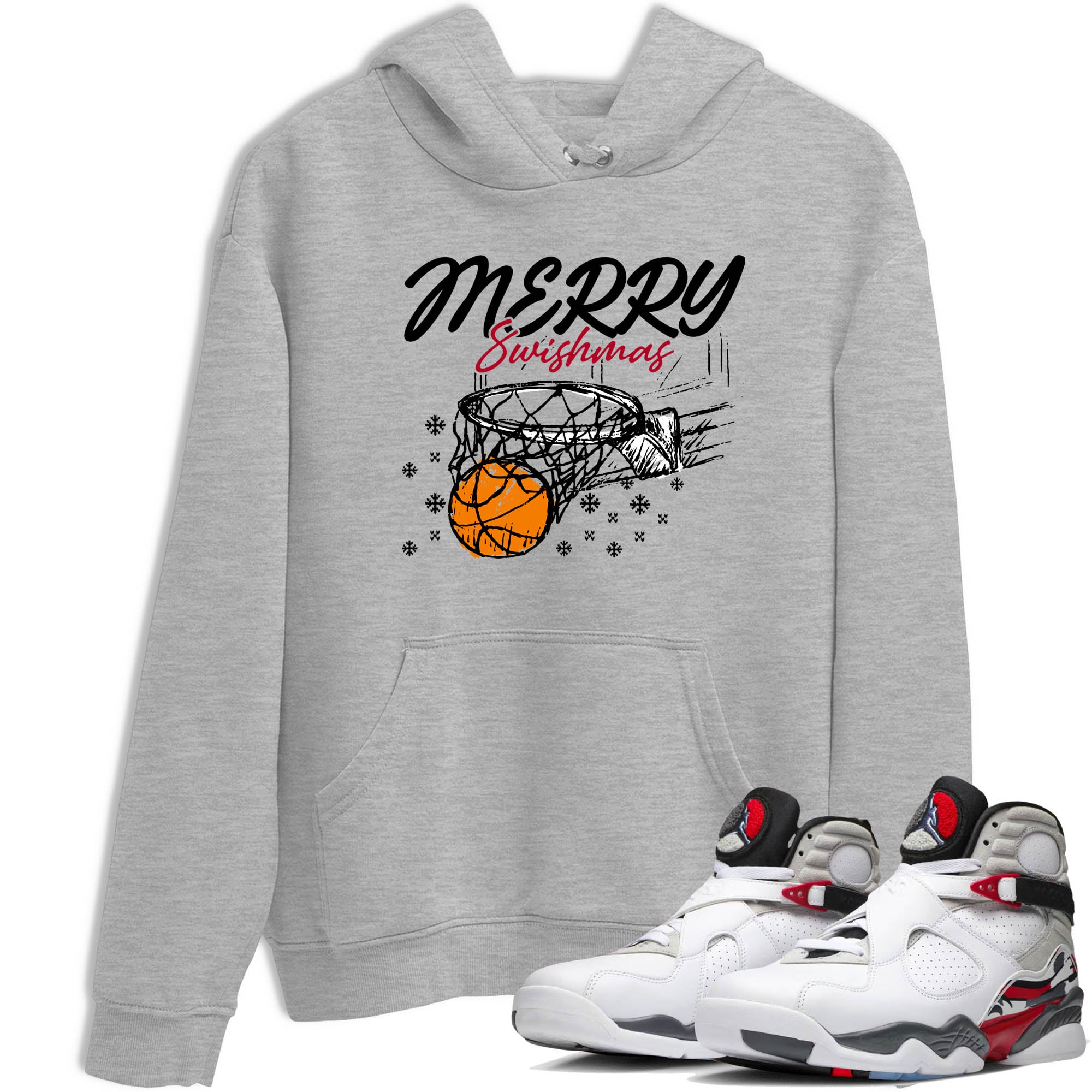 Sneaker Threads  Basketball Graphic T shirt Air Jordan 8 Bunny  Merry Swishmas Graphic Tee Heather Grey 1. Perfect for Jordan releases 2025 colorways.