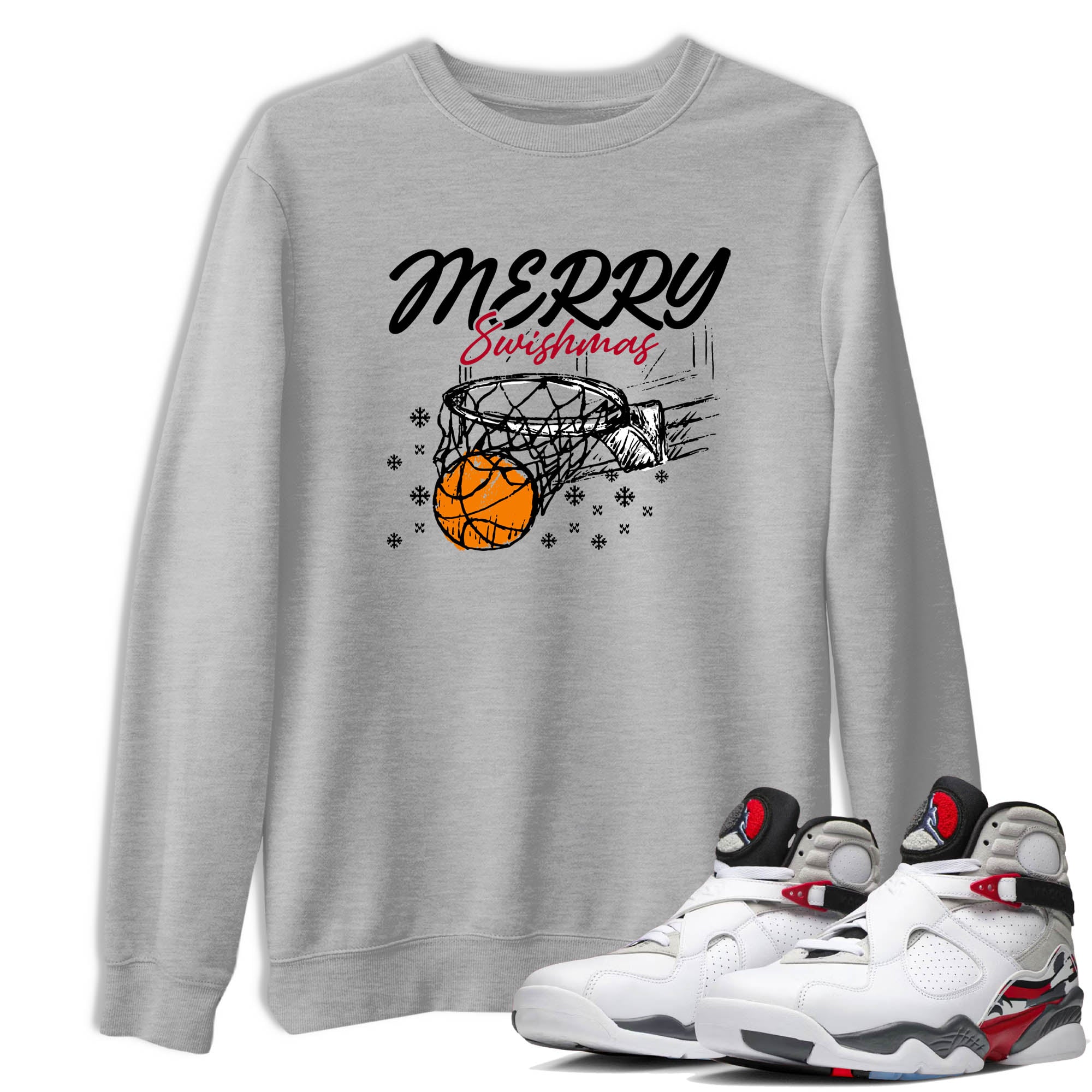 Sneaker Threads  Basketball Graphic T shirt Air Jordan 8 Bunny  Merry Swishmas Graphic Tee Heather Grey 1. Perfect for Jordan releases 2025 colorways.