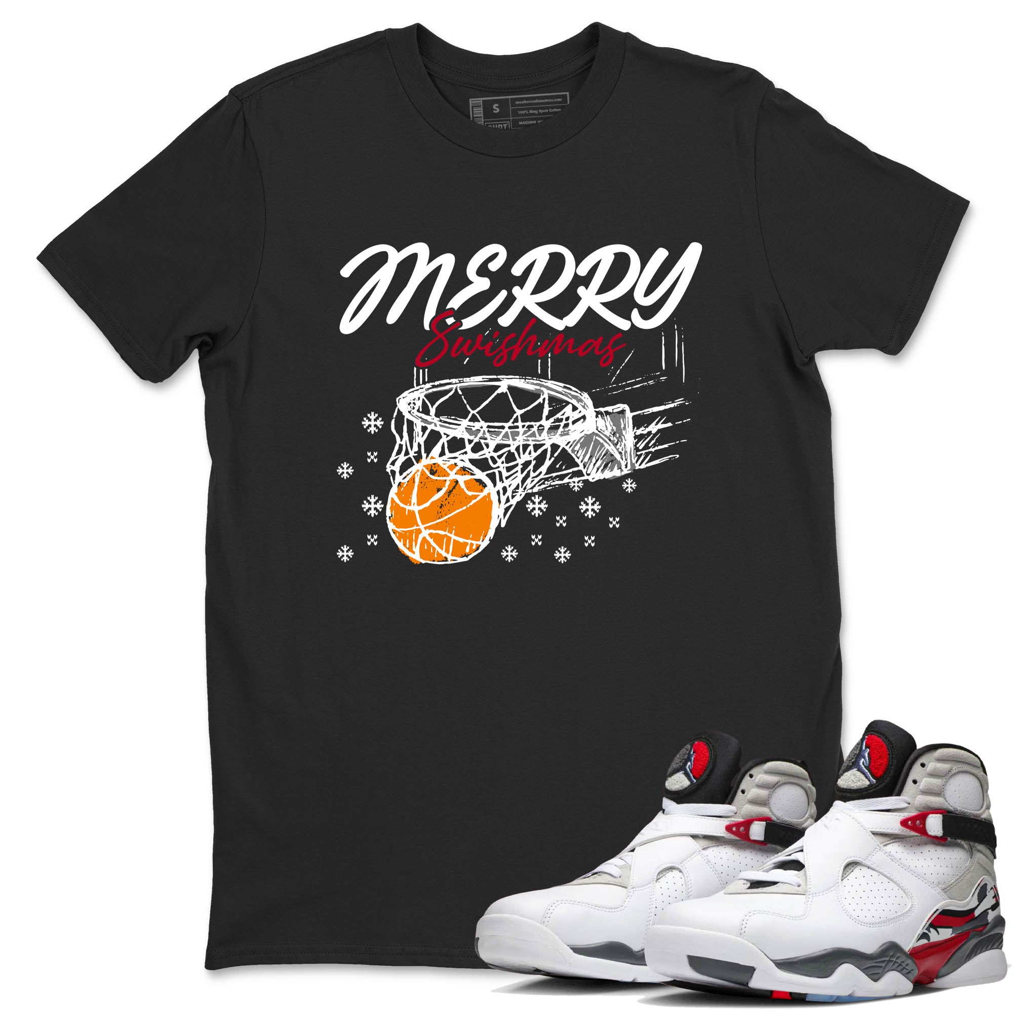 Sneaker Threads  Basketball Graphic T shirt Air Jordan 8 Bunny  Merry Swishmas Graphic Tee Black 1. Perfect for Jordan releases 2025 colorways.