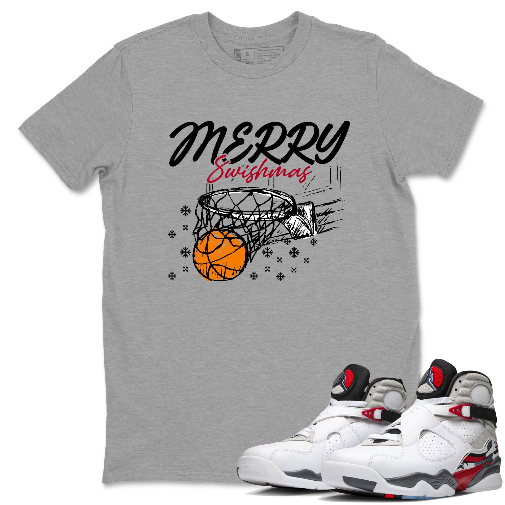 Sneaker Threads  Basketball Graphic T shirt Air Jordan 8 Bunny  Merry Swishmas Graphic Tee Heather Grey 1. Perfect for Jordan releases 2025 colorways.