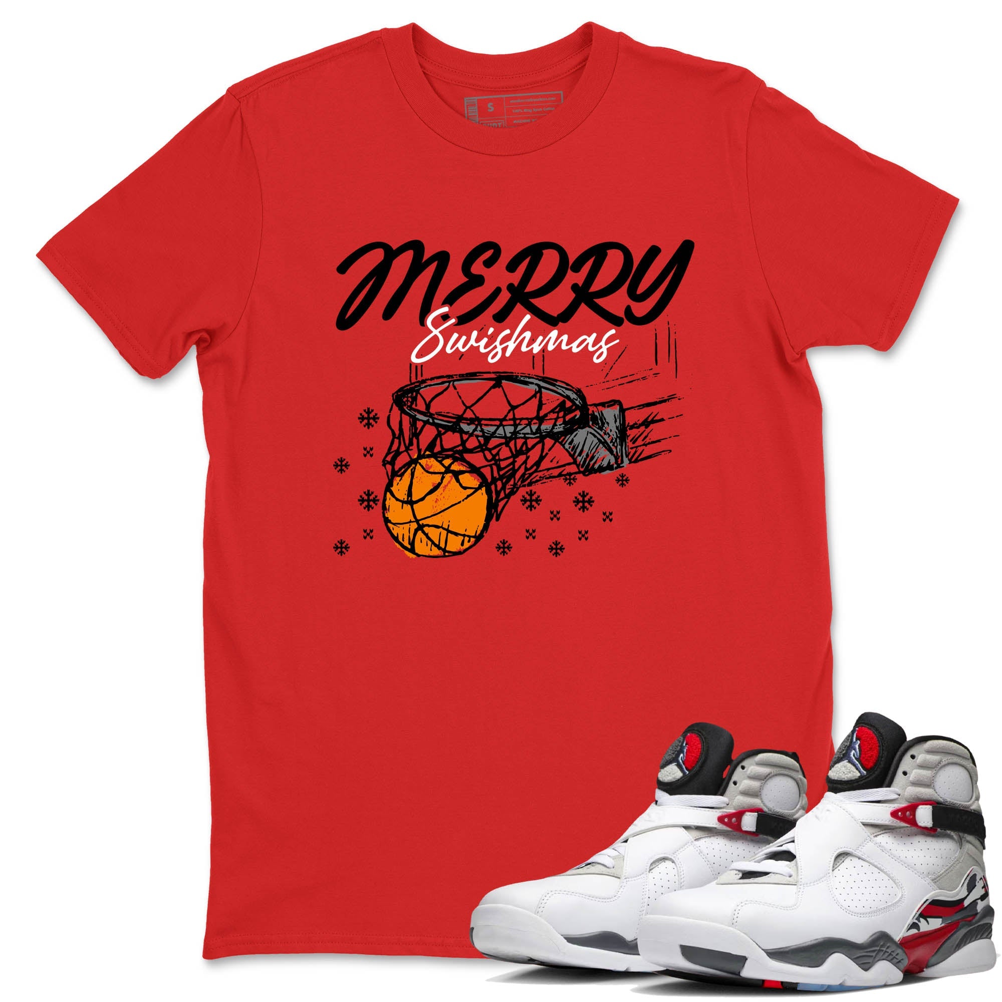 Sneaker Threads  Basketball Graphic T shirt Air Jordan 8 Bunny  Merry Swishmas Graphic Tee Red 1. Perfect for Jordan releases 2025 colorways.