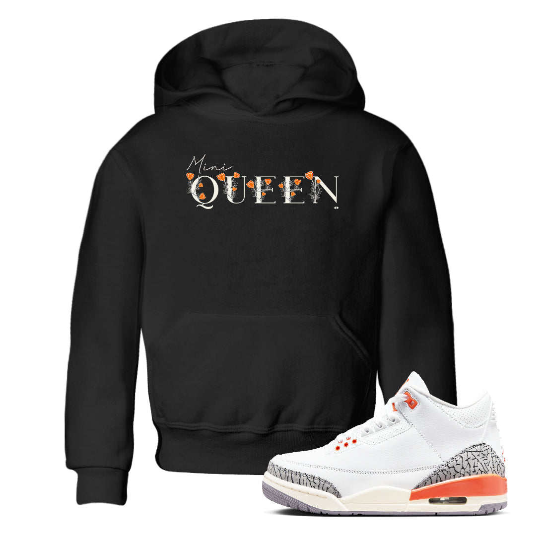 3s Georgia Peach shirt to match jordans Mini Queen sneaker tees Air Jordan 3 Georgia Peach Drip Gear Zone baby toddler Black 1 cotton Shirt