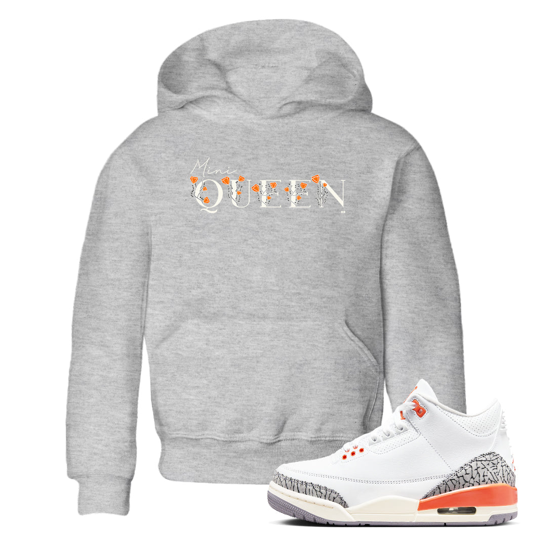 3s Georgia Peach shirt to match jordans Mini Queen sneaker tees Air Jordan 3 Georgia Peach Drip Gear Zone baby toddler Heather Grey 1 cotton Shirt