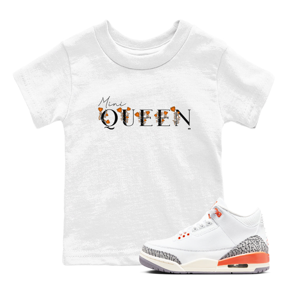 3s Georgia Peach shirt to match jordans Mini Queen sneaker tees Air Jordan 3 Georgia Peach Drip Gear Zone baby toddler White 1 cotton Shirt