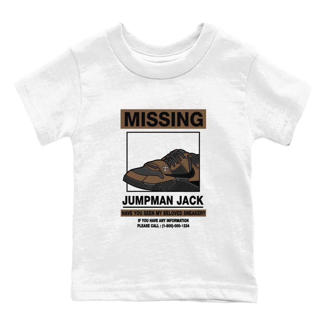 Jordan Jumpman Jack TR Travis Scott Dark Mocha shirts to match jordans Missing Sneaker sneaker match tees Jordan Jumpman Jack Travis Scott Dark Mocha match shoes to clothes Drip Gear Zone Youth Baby White 2 tee