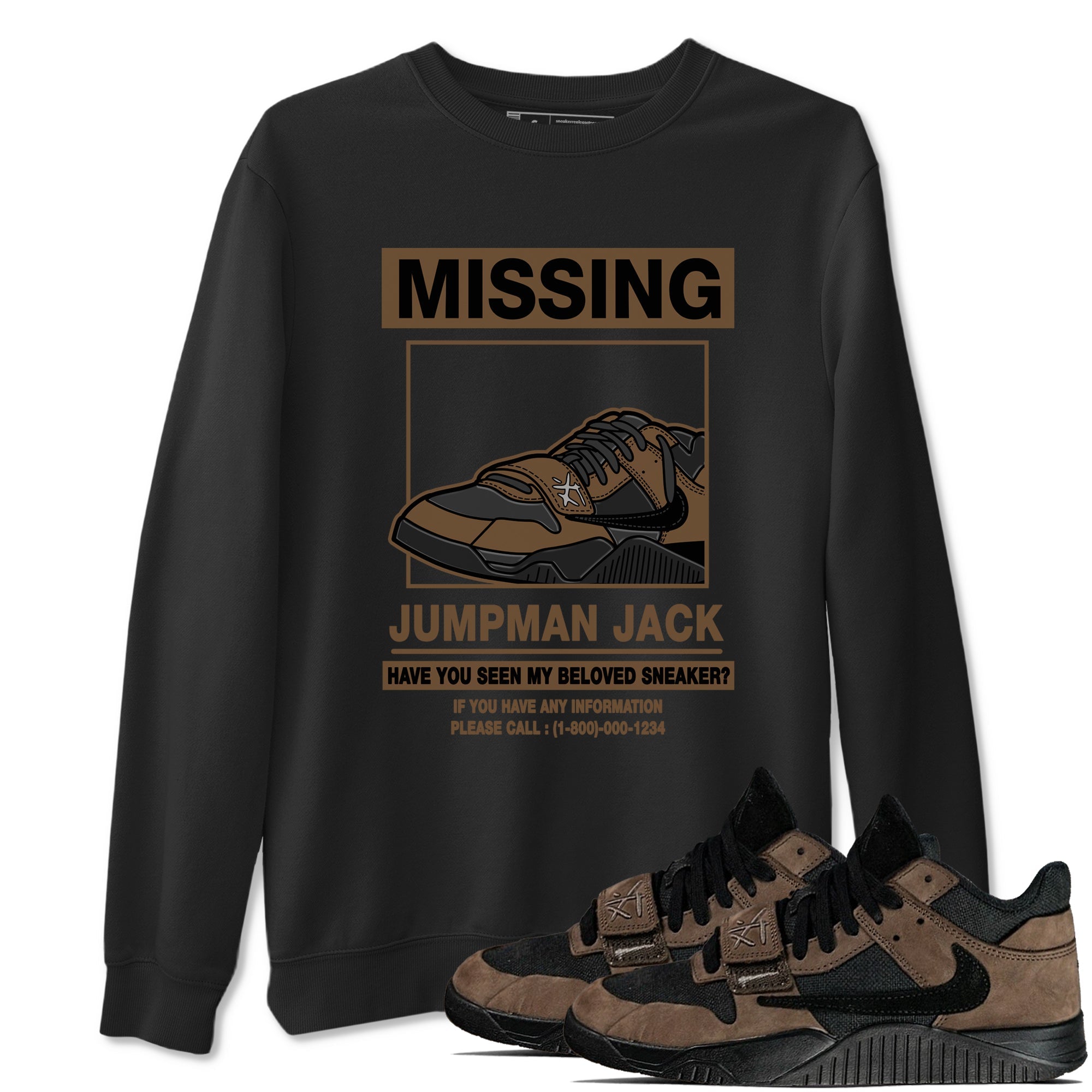 Jordan Jumpman Jack TR Travis Scott Dark Mocha shirts to match jordans Missing Sneaker sneaker match tees Jordan Jumpman Jack Travis Scott Dark Mocha match shoes to clothes Drip Gear Zone unisex cotton Black 1 shirts