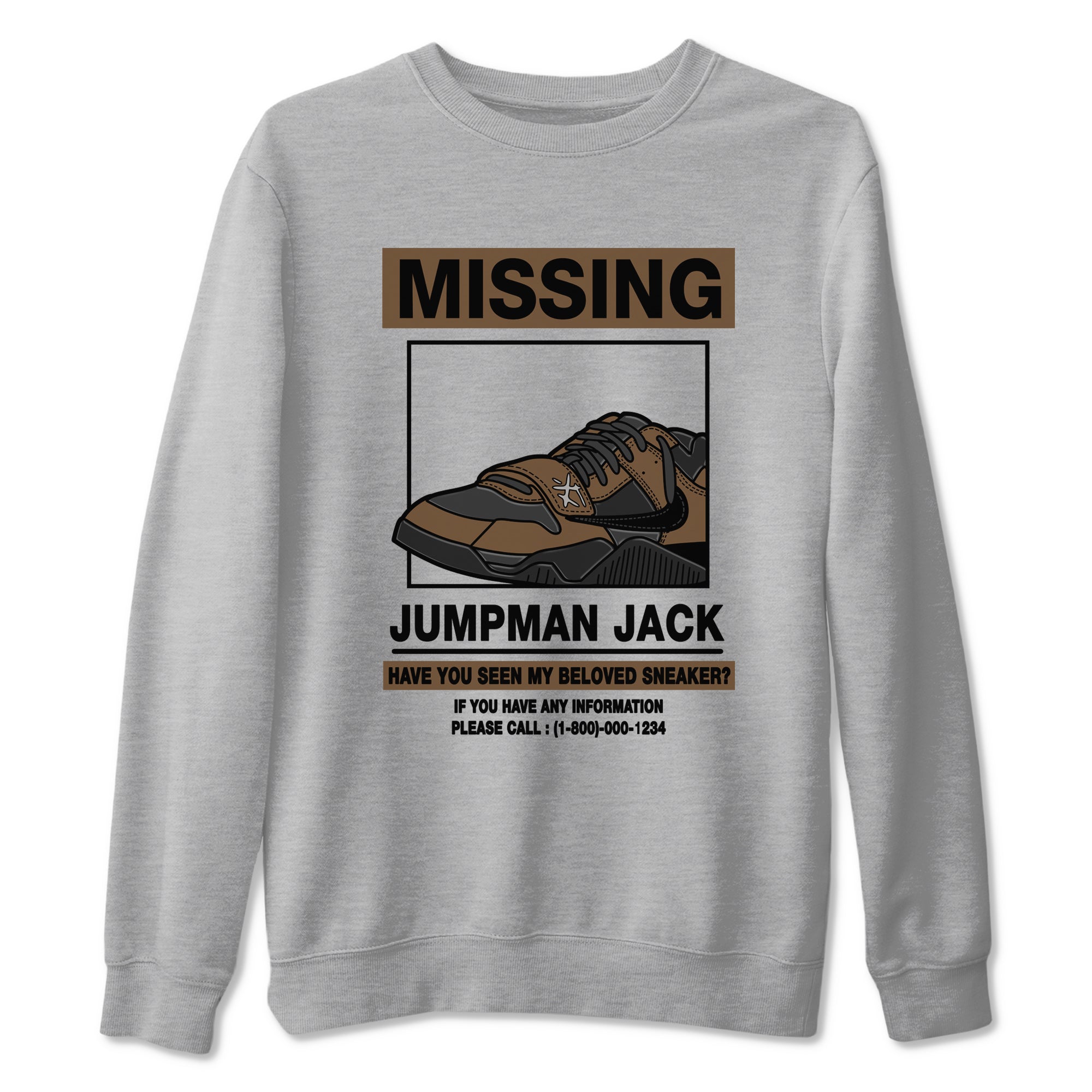 Jordan Jumpman Jack TR Travis Scott Dark Mocha shirts to match jordans Missing Sneaker sneaker match tees Jordan Jumpman Jack Travis Scott Dark Mocha match shoes to clothes Drip Gear Zone unisex cotton Heather Grey 2 shirts