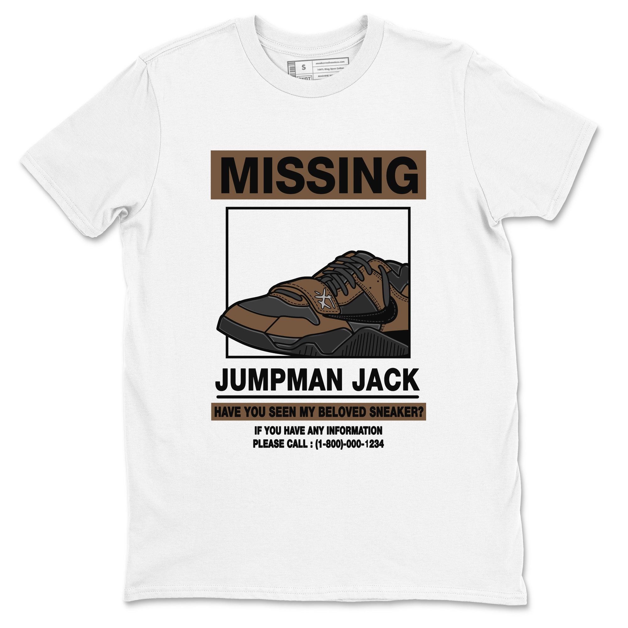 Jordan Jumpman Jack TR Travis Scott Dark Mocha shirts to match jordans Missing Sneaker sneaker match tees Jordan Jumpman Jack Travis Scott Dark Mocha match shoes to clothes Drip Gear Zone unisex cotton White 2 shirts